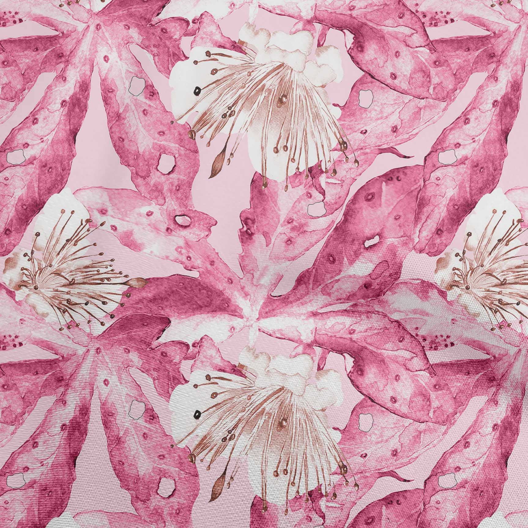 oneOone Polyester Spandex Light Pink Tropical Floral Print Fabric - 56 Inch Wide Dress Material by The Yard | Perfect for Summer Dresses, Skirts & DIY Fashion Projects