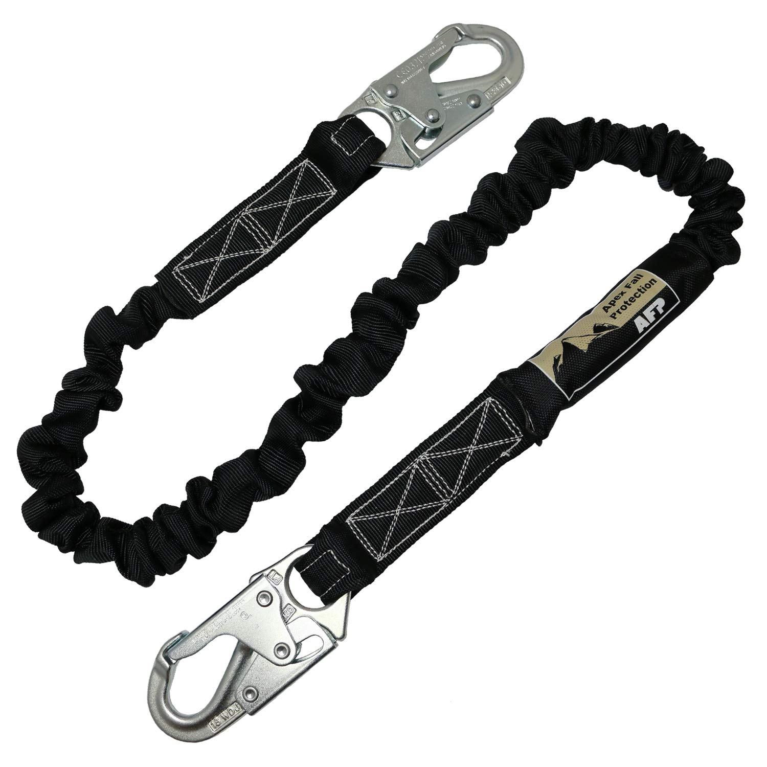 AFP 6 FT Single Leg Internal Shock Absorbing Safety Lanyard with Dual Snap Hooks - Fall Protection for Construction, Roofing & Industrial Work