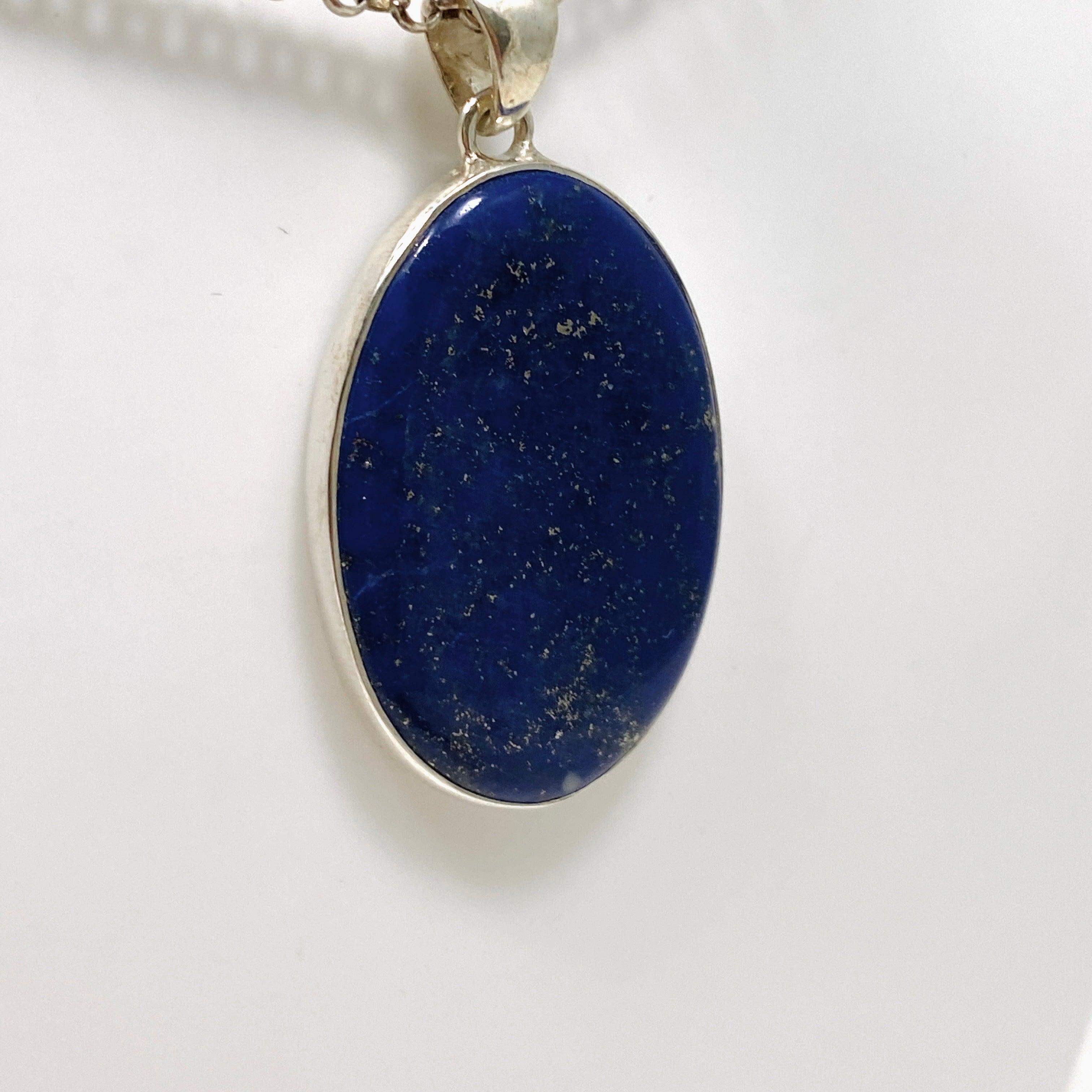 Lapis Lazuli Oval Pendant Necklace - 925 Sterling Silver Jewelry for Women - Elegant Healing Stone Gift for Meditation & Spiritual Protection