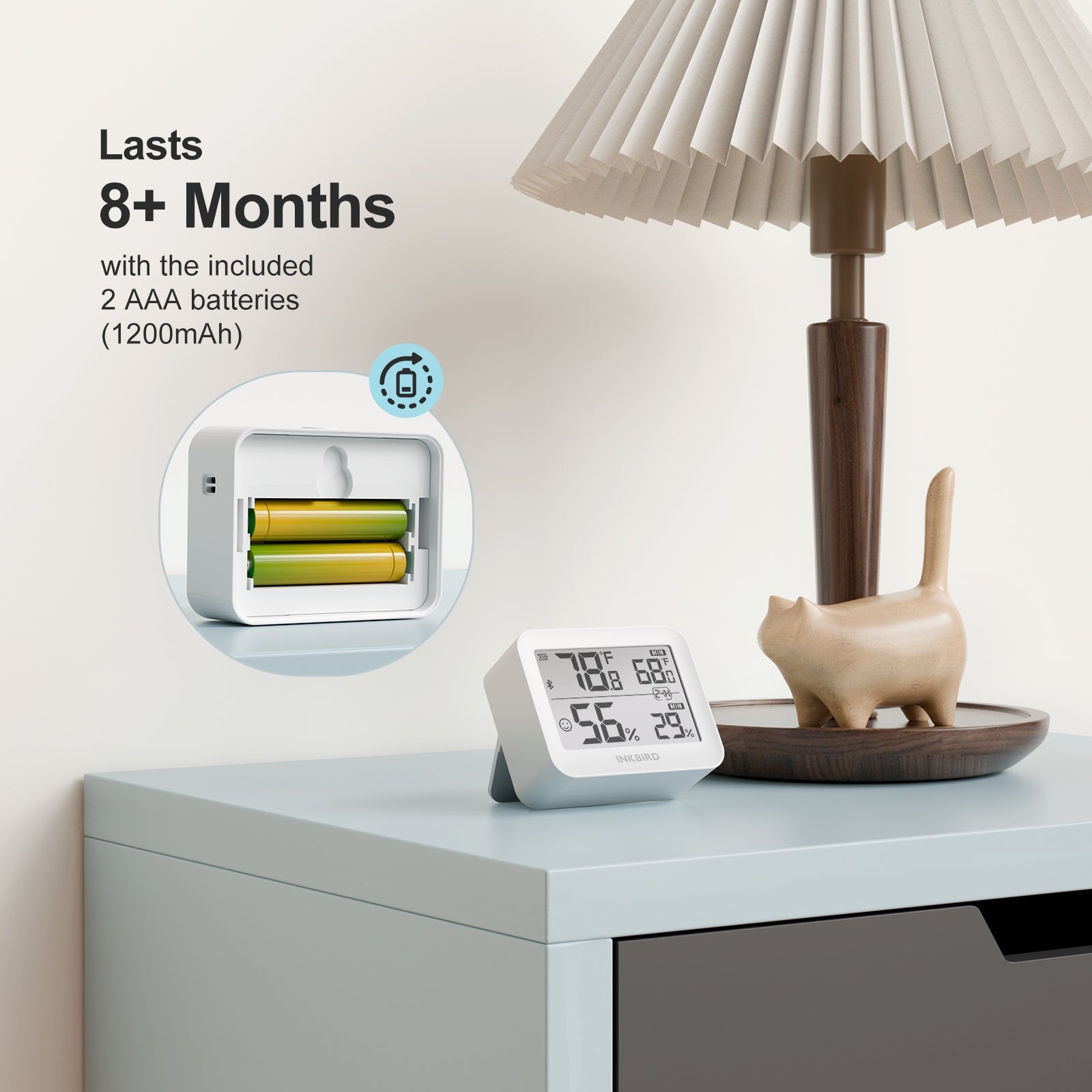 Wireless Bluetooth Hygrometer Thermometer ITH 13B - Digital Indoor Outdoor Temperature Humidity Monitor for Home, Greenhouse, Baby Room & Wine Cellar