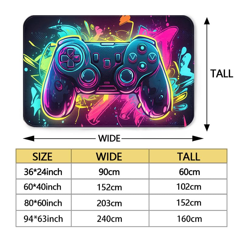 Premium Gaming Rugs - 60x40 Inch Gamepad Carpet for Esports Gaming Room, Boys Bedroom & Living Room Decor - Soft Non-Slip Floor Mat for PC, Console & VR Gaming Setup