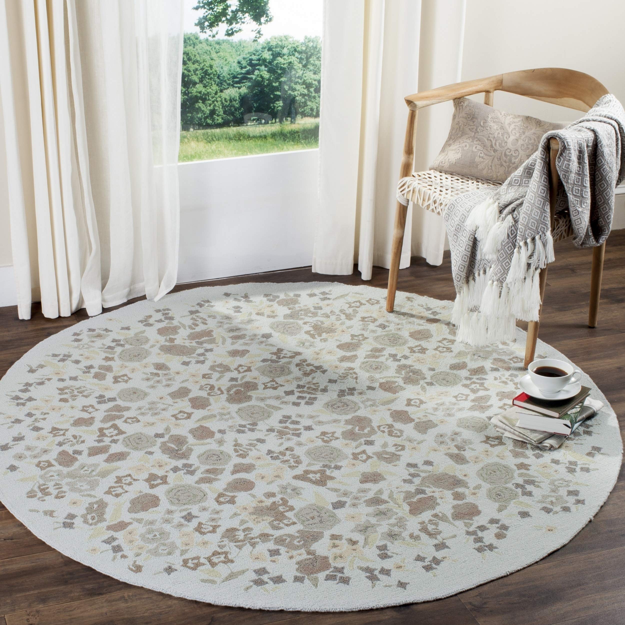 MARTHA STEWART x SAFAVIEH 6-Foot Round Cloud MSR2325D Handmade Floral Wool Area Rug - Perfect for Living Room, Bedroom, or Nursery Decor