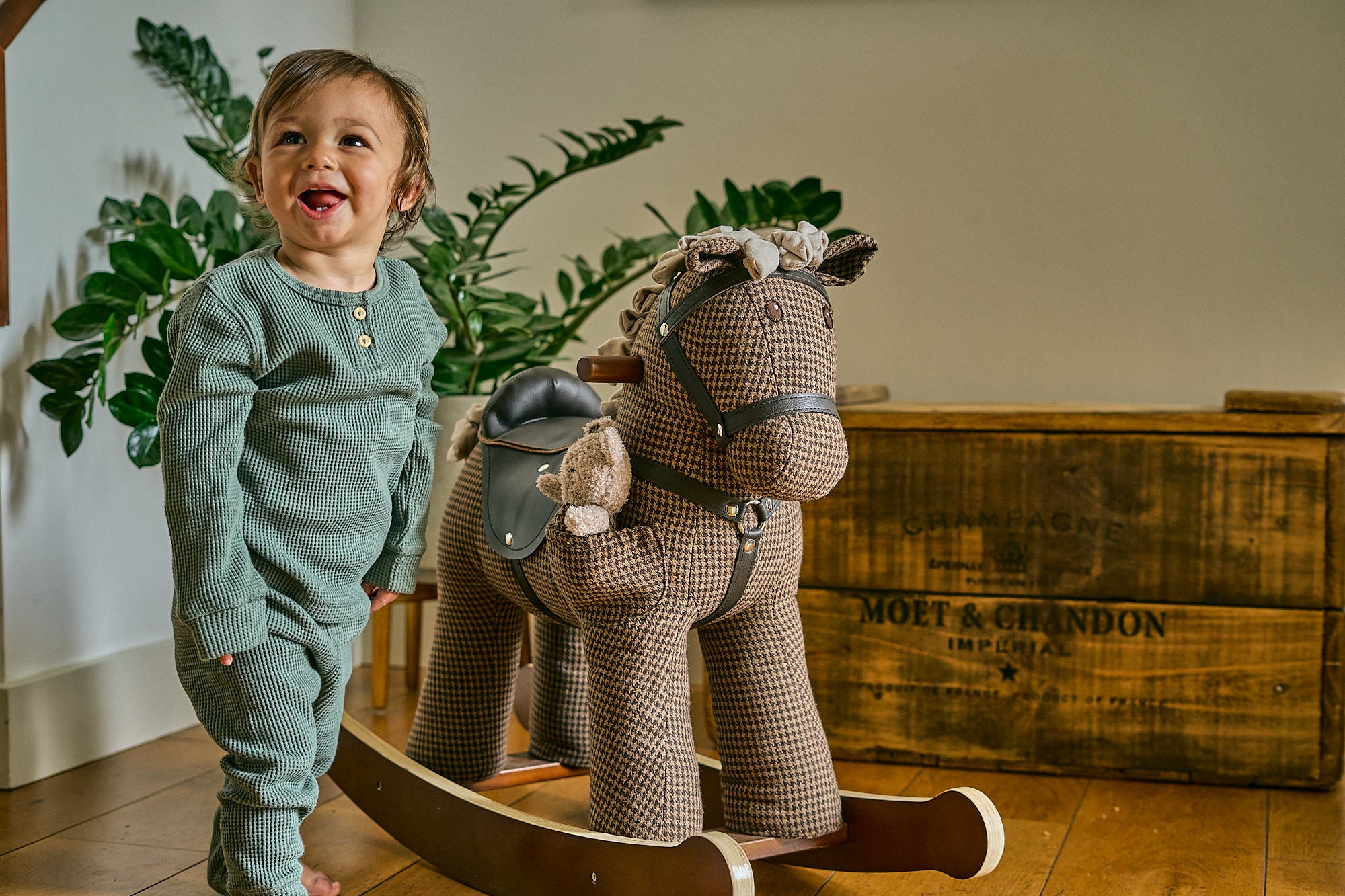 Chester & Fred Wooden Rocking Horse for Kids - Classic Nursery Decor & Toddler Toy for Indoor Play & Gift Ideas
