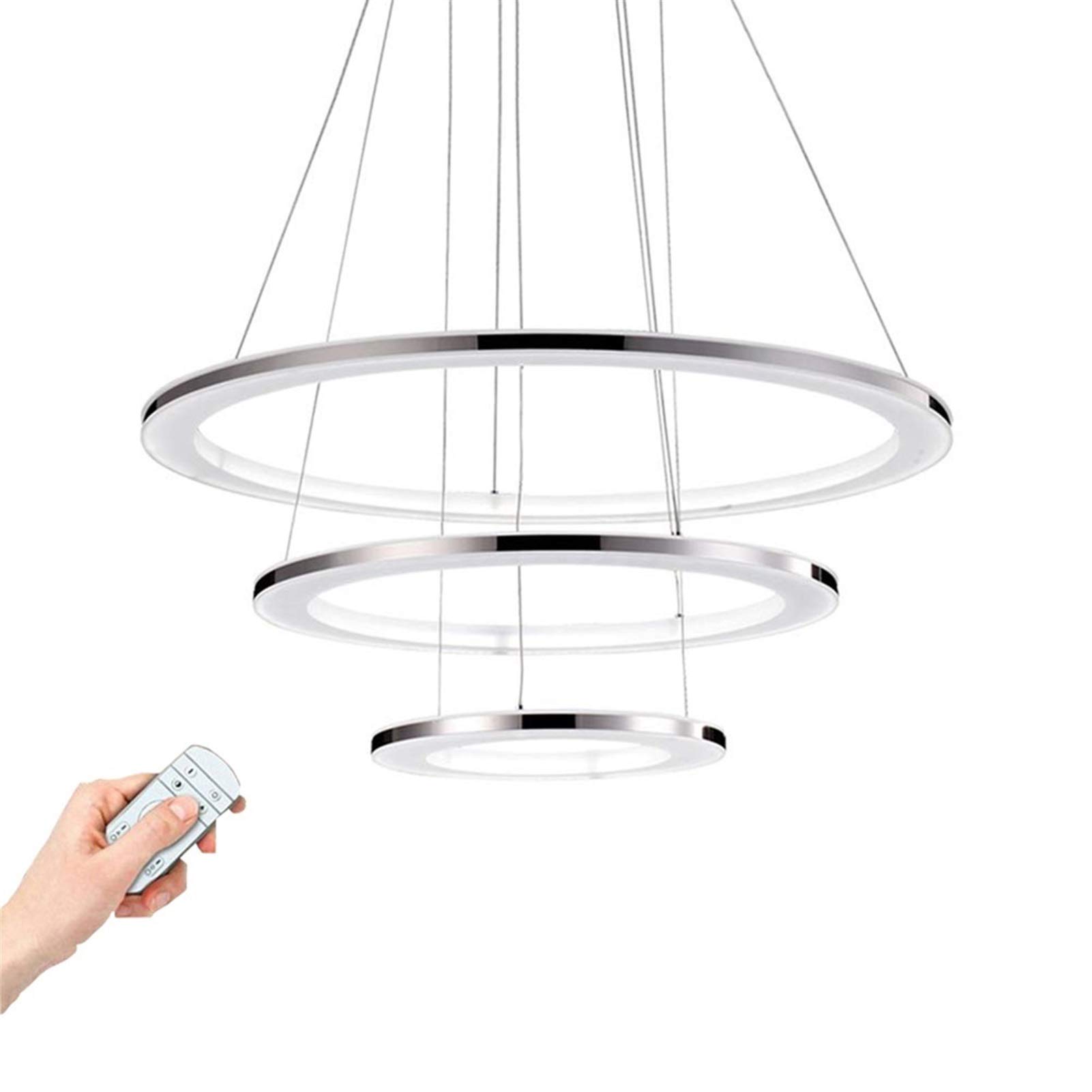 Modern Dimmable LED Ring Pendant Light with Remote Control - Adjustable Height Ceiling Lamp for Living Room, Bedroom, Dining Room & Office (20/40/60cm, 50W) - Perfect for Ambient Lighting and Home Decor