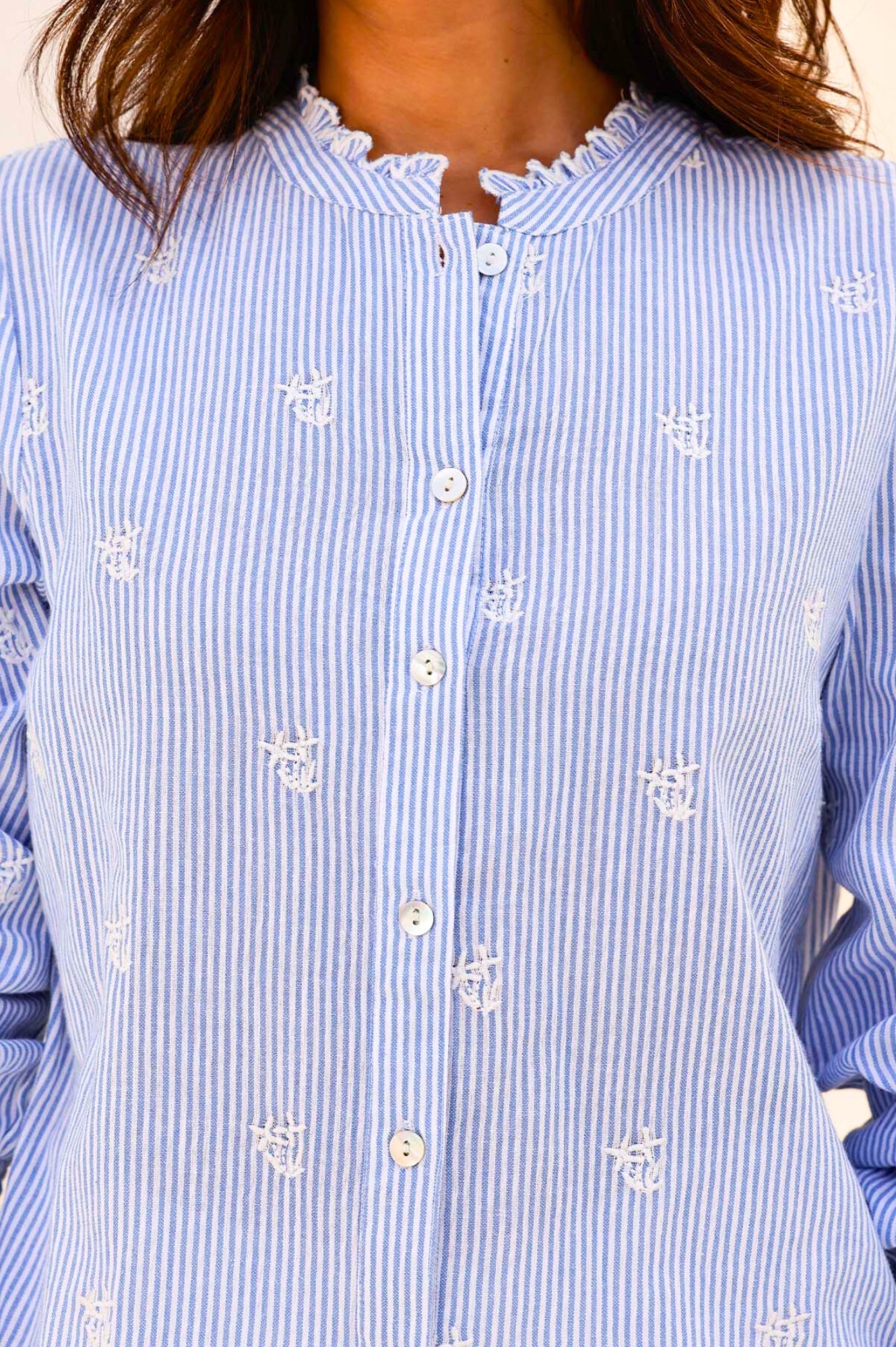 Cosima Organic Cotton Shirt for Women - Soft Breathable Blue & White Striped Tops - Perfect for Casual Wear, Office & Summer Outfits