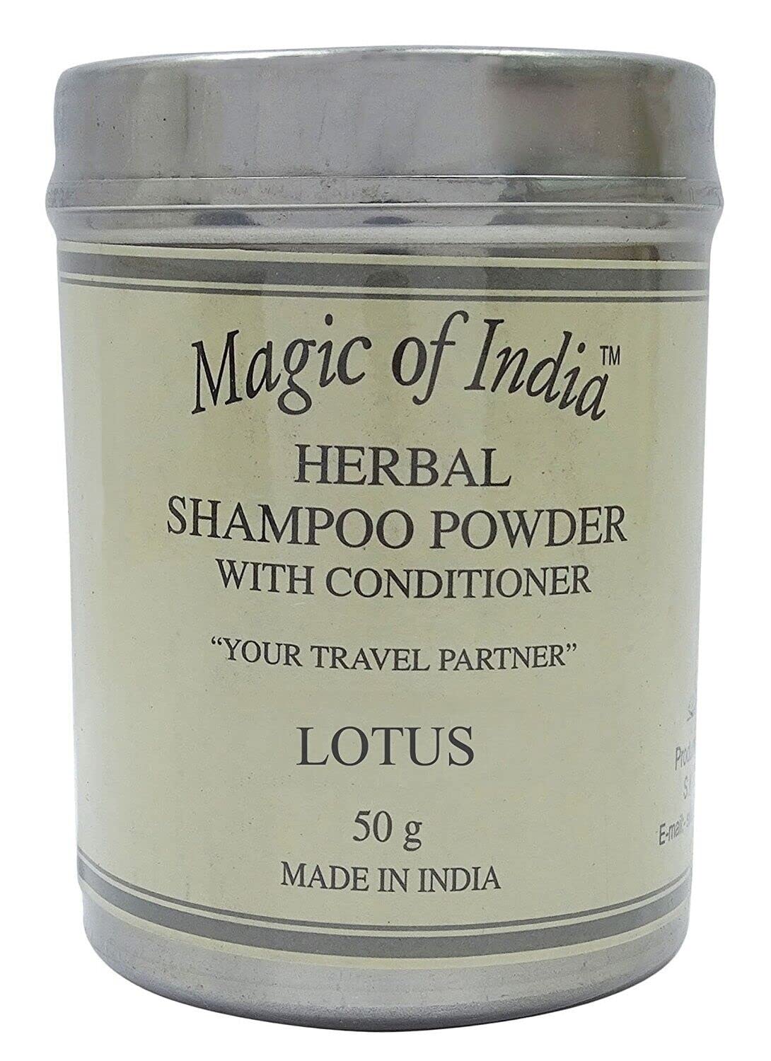 RSGM Magic of India Herbal Lotus Shampoo Powder with Conditioner - 50g | Natural Hair Care for Dry & Damaged Hair | Perfect for Travel, Camping & Daily Use