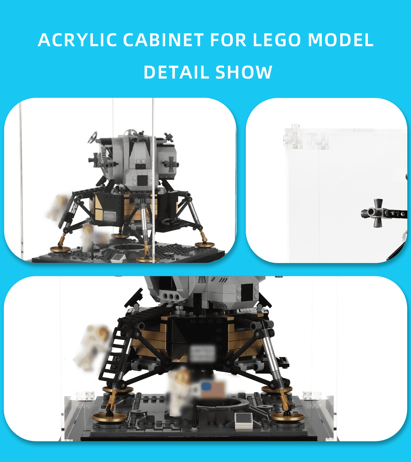 Lego NASA Apollo 11 Lunar Lander 10266 Display Case - Protective Showcase for Collectible Building Sets - Perfect for Home Decor, Office Display & Gift Giving