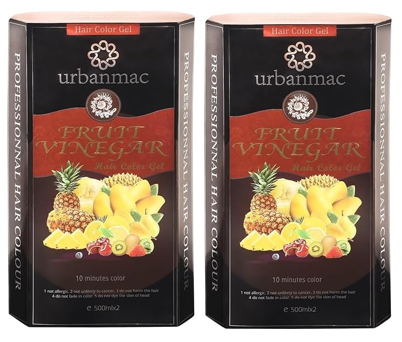 Professional URBANMAC Fruit Vinegar Black Hair Gel Color - Pack of 2 | Long-Lasting Vibrant Hair Dye for Women & Men | Perfect for Salon Use & At-Home Hair Coloring