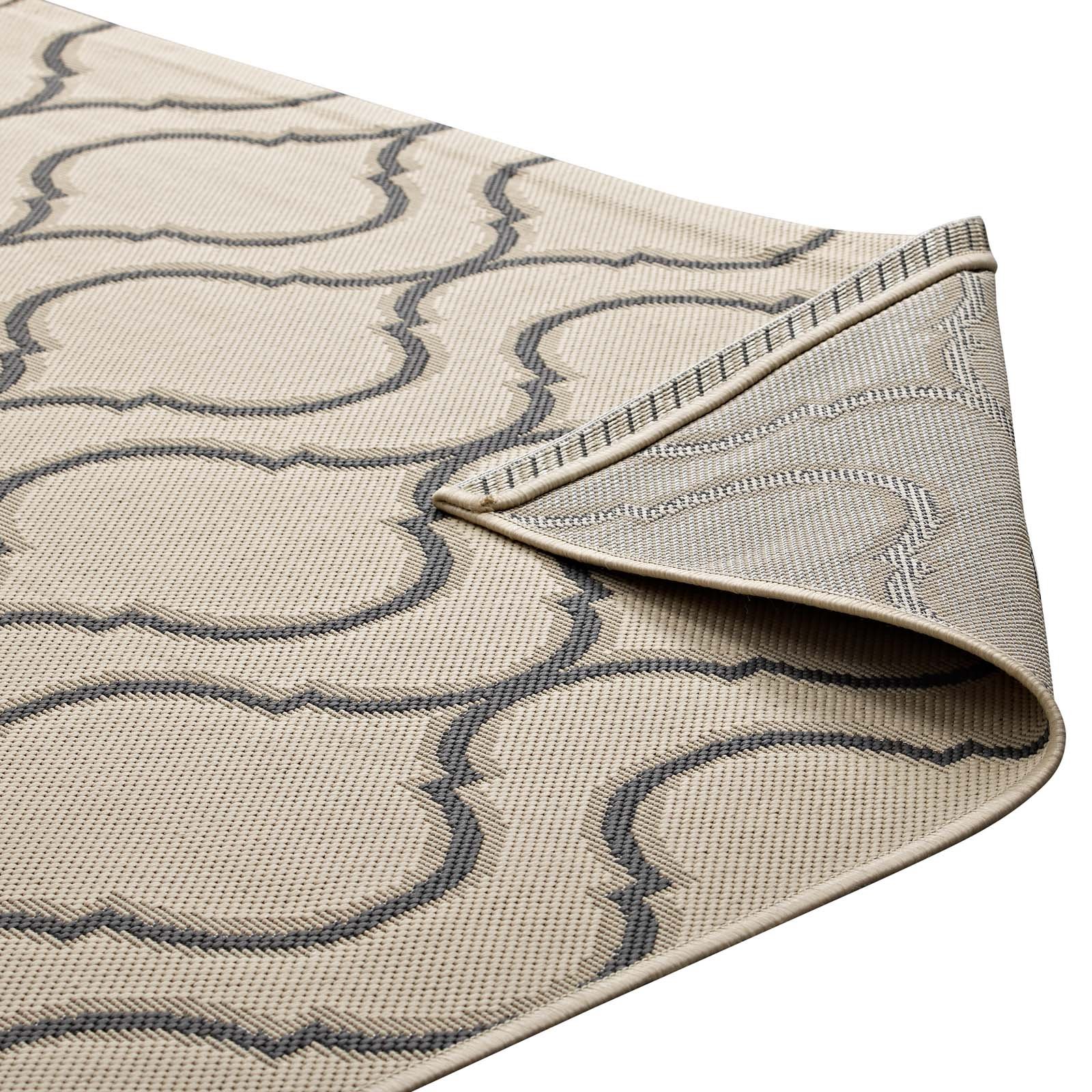 Modern Contemporary Living Lounge Indoor Outdoor Area Rug - Soft Fabric Floor Carpet in Multi Beige - Perfect for Living Room, Bedroom, Patio & Deck Decor
