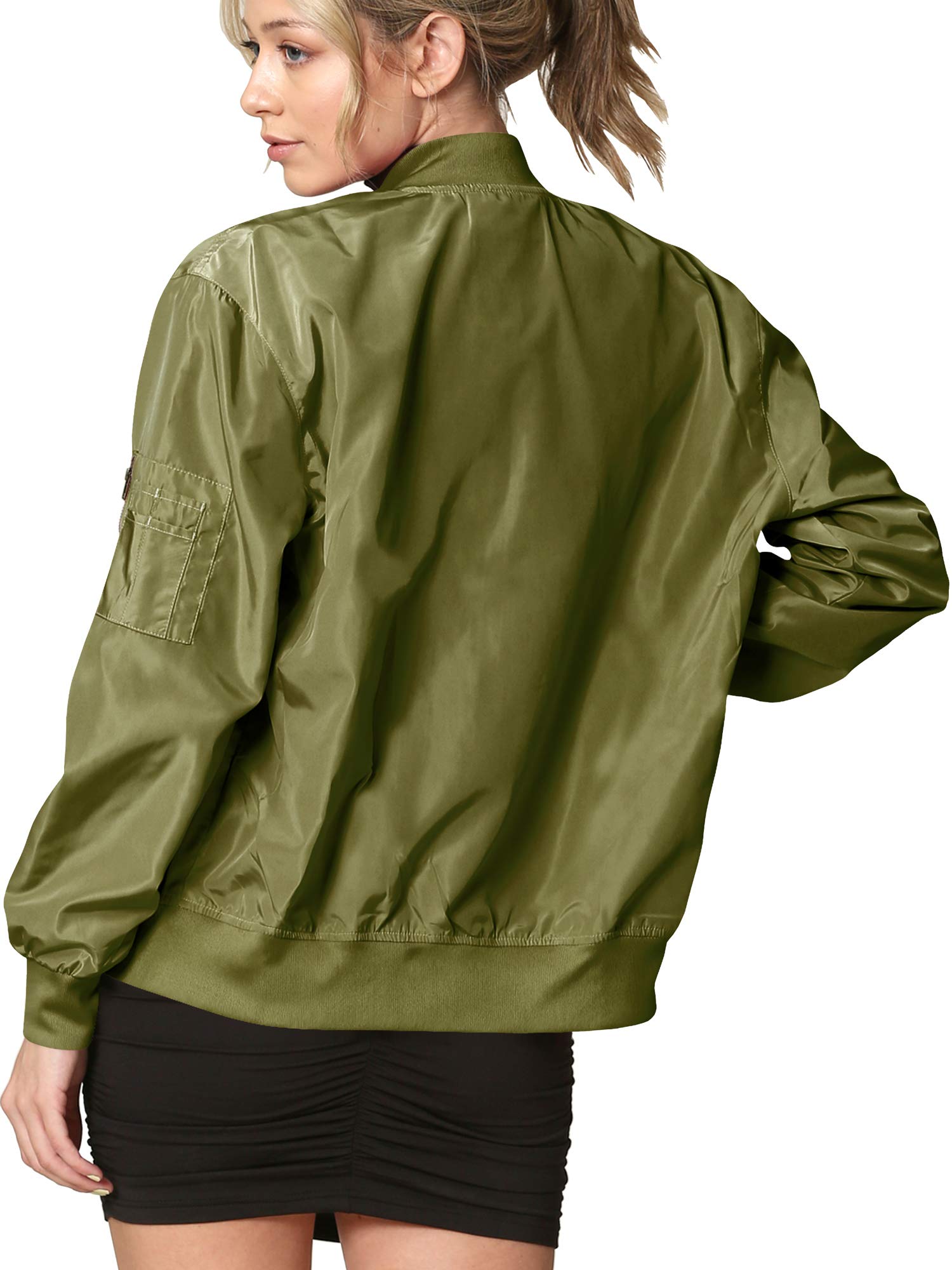 Lock and Love Women's Classic Lightweight Jacket - Multi-Pocket Windbreaker Bomber Jacket for Outdoor Activities, Travel & Casual Wear