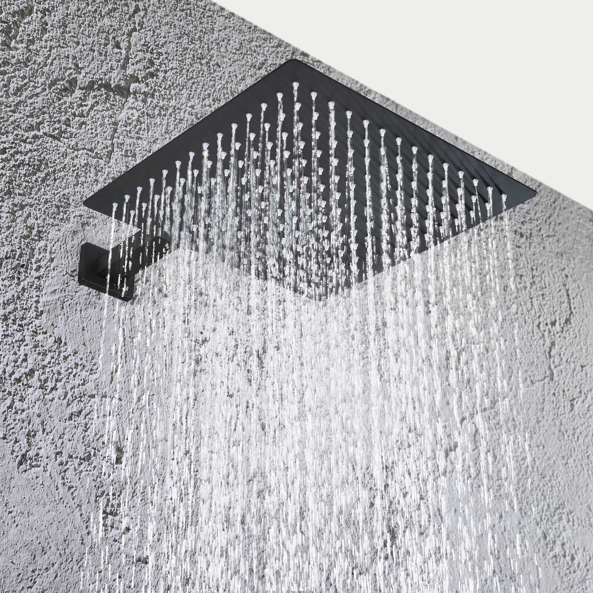 SKWOLL Matte Black Shower Faucet Set - 12 Inch Wall Mount Rain Shower Head with LCD Display & 2 Function Valve Kit | Digital Shower System for Modern Bathroom & Spa Experience
