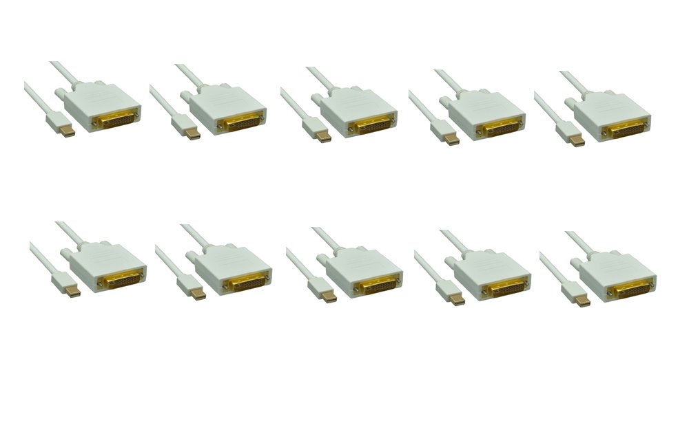 10-Pack Mini DisplayPort to DVI Male Adapter Cable (3 Feet) for Apple MacBook, iMac - High-Speed Video Connection for Home Office, Gaming & Presentations