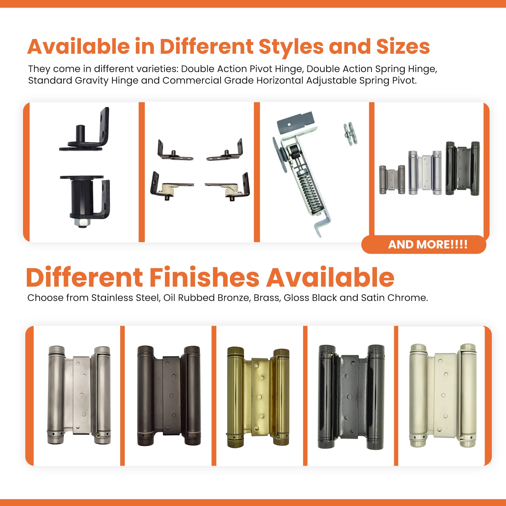 Heavy Duty Double Acting Gravity Hinges for Swinging Cafe & Saloon Doors - Oil Rubbed Bronze Finish, Industrial Steel Hinges - Perfect for Restaurants, Bars, Kitchens and Western-Style Decor