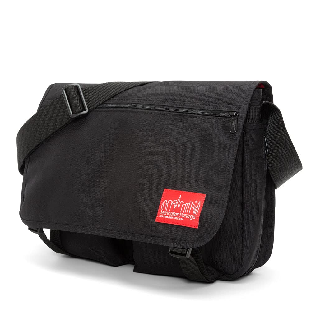 Manhattan Portage Europa Expandable Messenger Bag - Large Water Resistant 1000D Cordura Laptop Bag with Detachable Luggage Strap for Work, College & Travel (Black) | Perfect for Commuters, Students and Business Professionals
