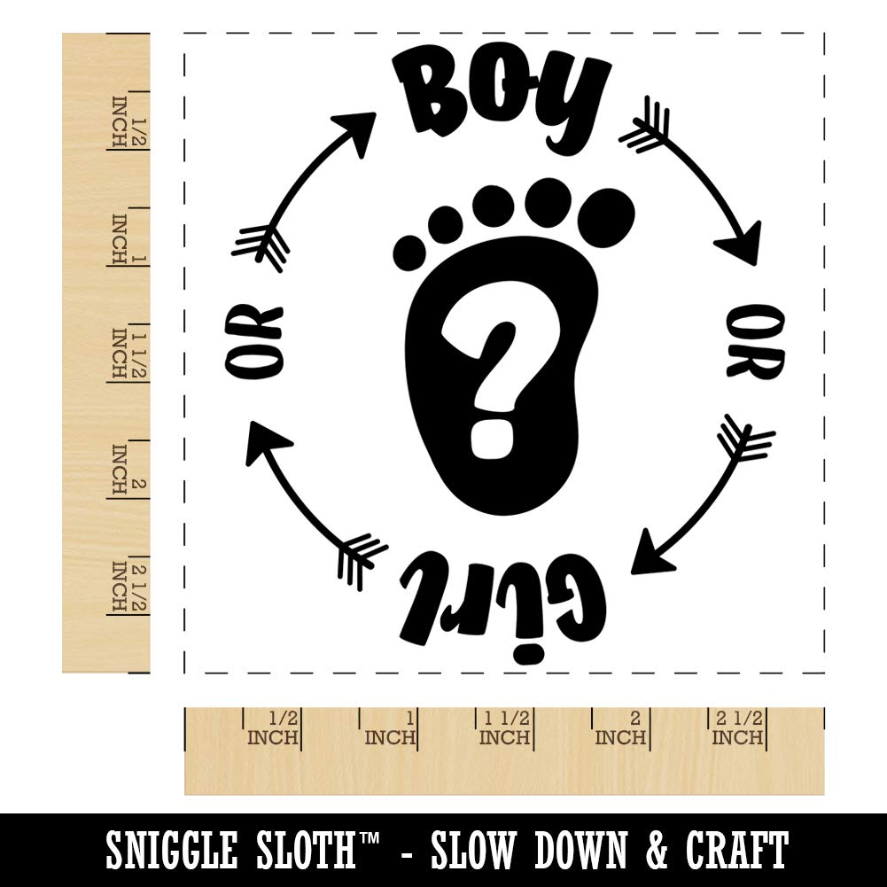 Baby Gender Reveal Boy or Girl Pregnancy Announcement Rubber Stamp - 2.75 Inch Large Square Craft Stamp for Scrapbooking, Invitations & DIY Projects