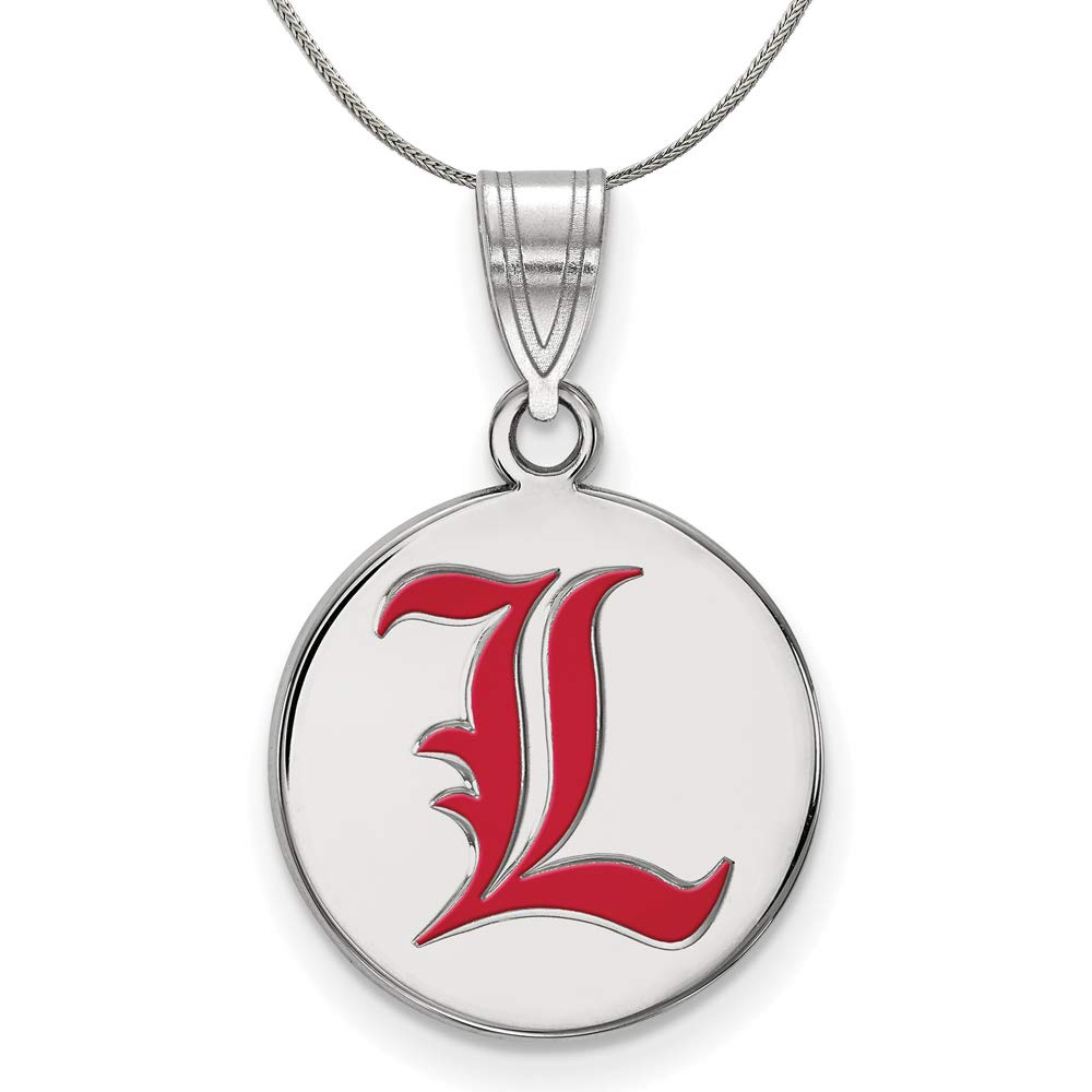 The Black Bow Sterling Silver University of Louisville Medium Enamel Disc Necklace - Perfect for Graduation Gifts and Alumni Pride