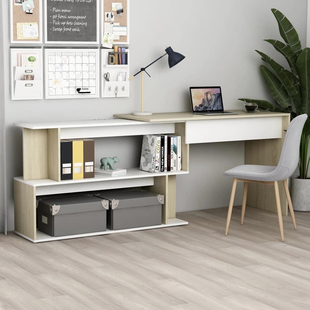 L-Shaped Corner Desk with Rotatable Design & Open Compartments - 47.2
