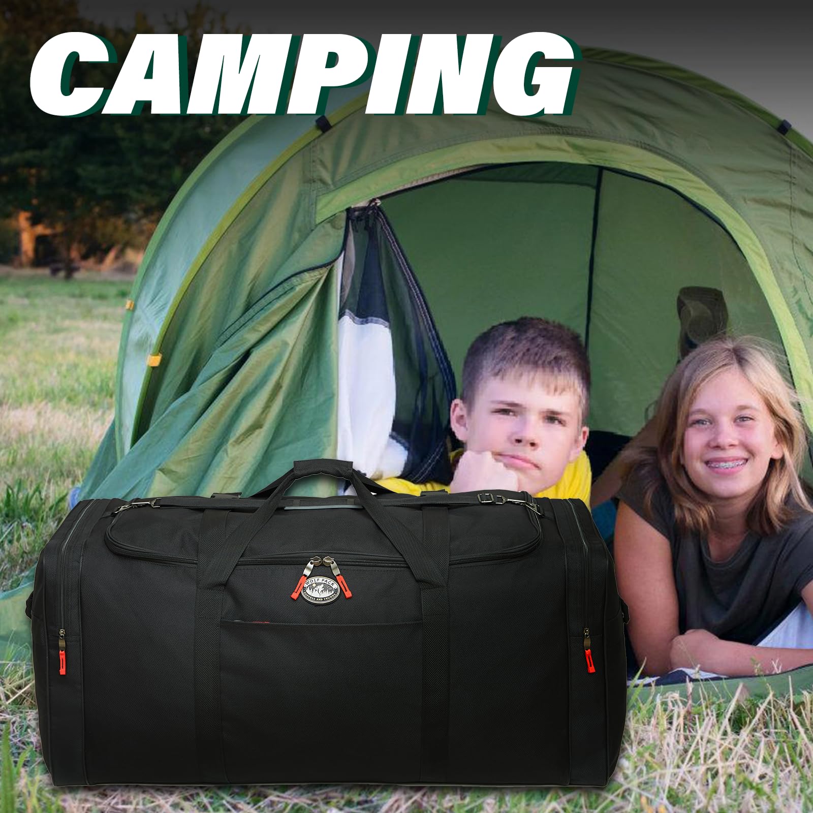 1800D Heavy Duty Soft Trunk with Adjustable Shoulder Straps - Durable Camping Luggage for Kids & Teens - Perfect for Sleepaway Camps, Travel & Storage
