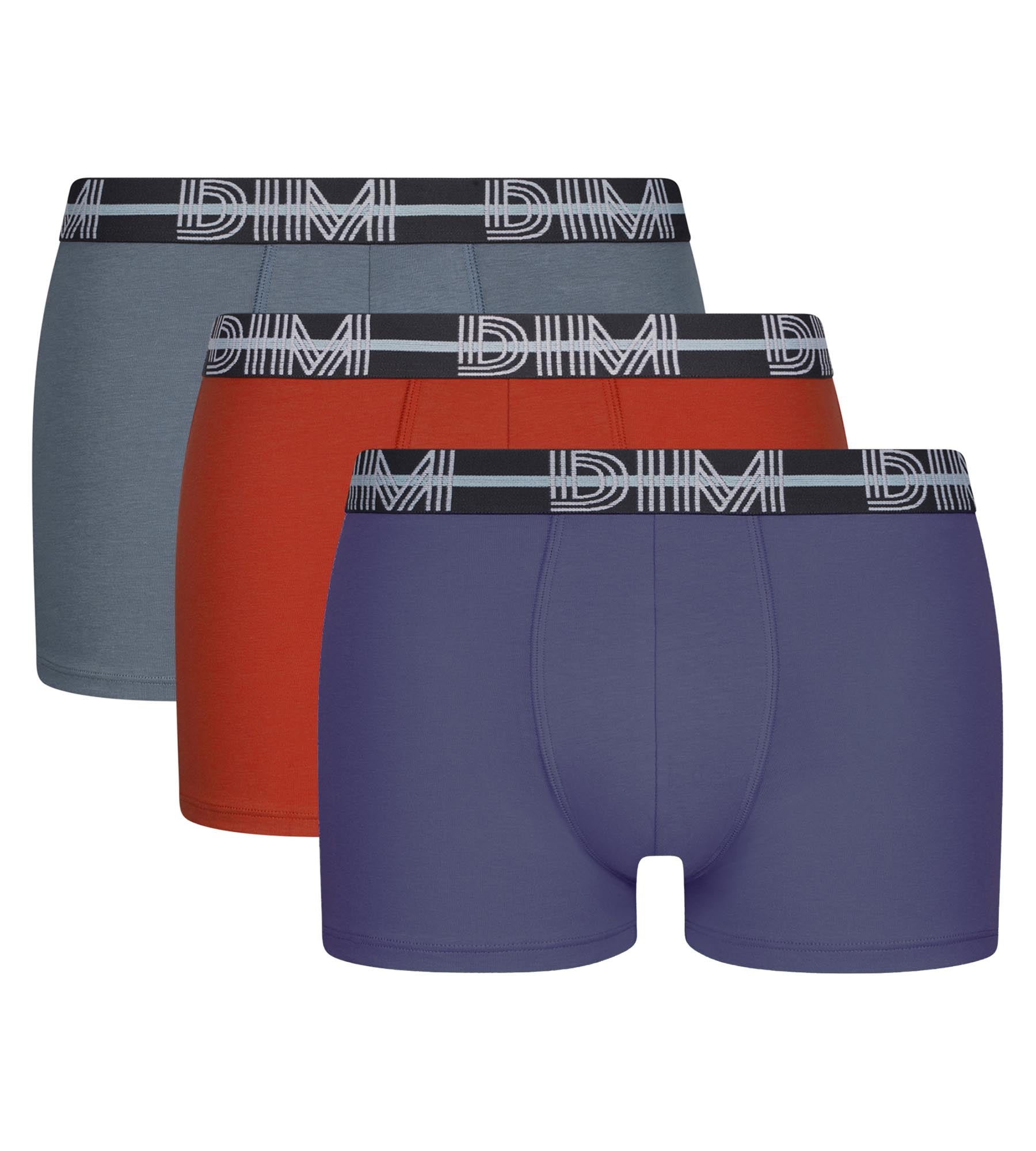 3 Pack Men's 3D Waistband Boxer Briefs - Blue, Red & Gray | Comfortable Cotton Underwear for Daily Wear, Gym & Sports | Dim Powerful Collection
