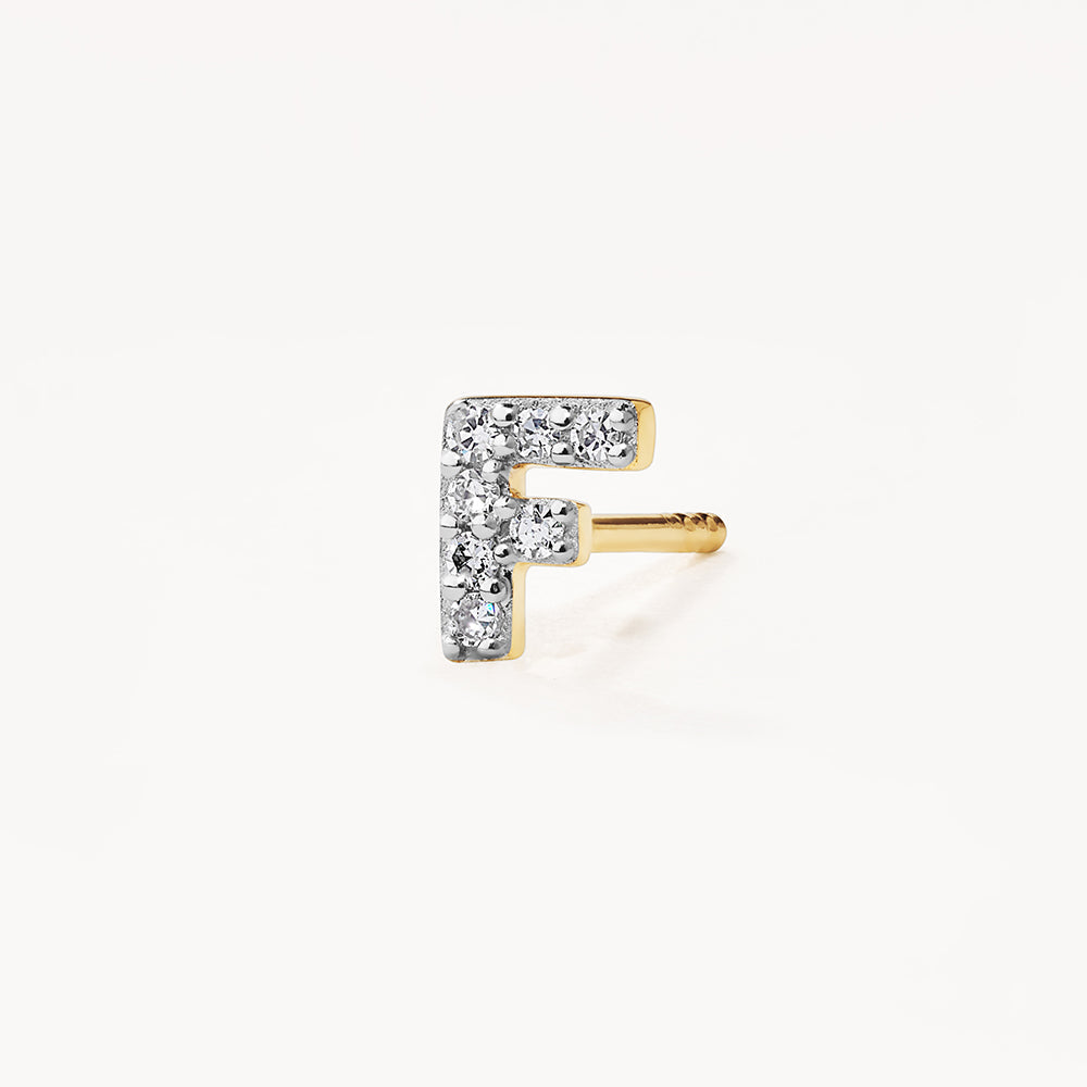 10k Gold Diamond Letter F Single Stud Earring - Elegant Initial Jewelry for Women, Perfect for Gifts, Everyday Wear & Special Occasions