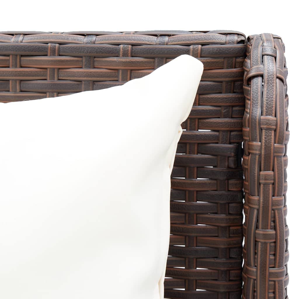 2-Piece All-Weather Brown Poly Rattan Patio Corner Sofa Set - Outdoor Garden Furniture for Backyard, Porch, Poolside & Patio Relaxation