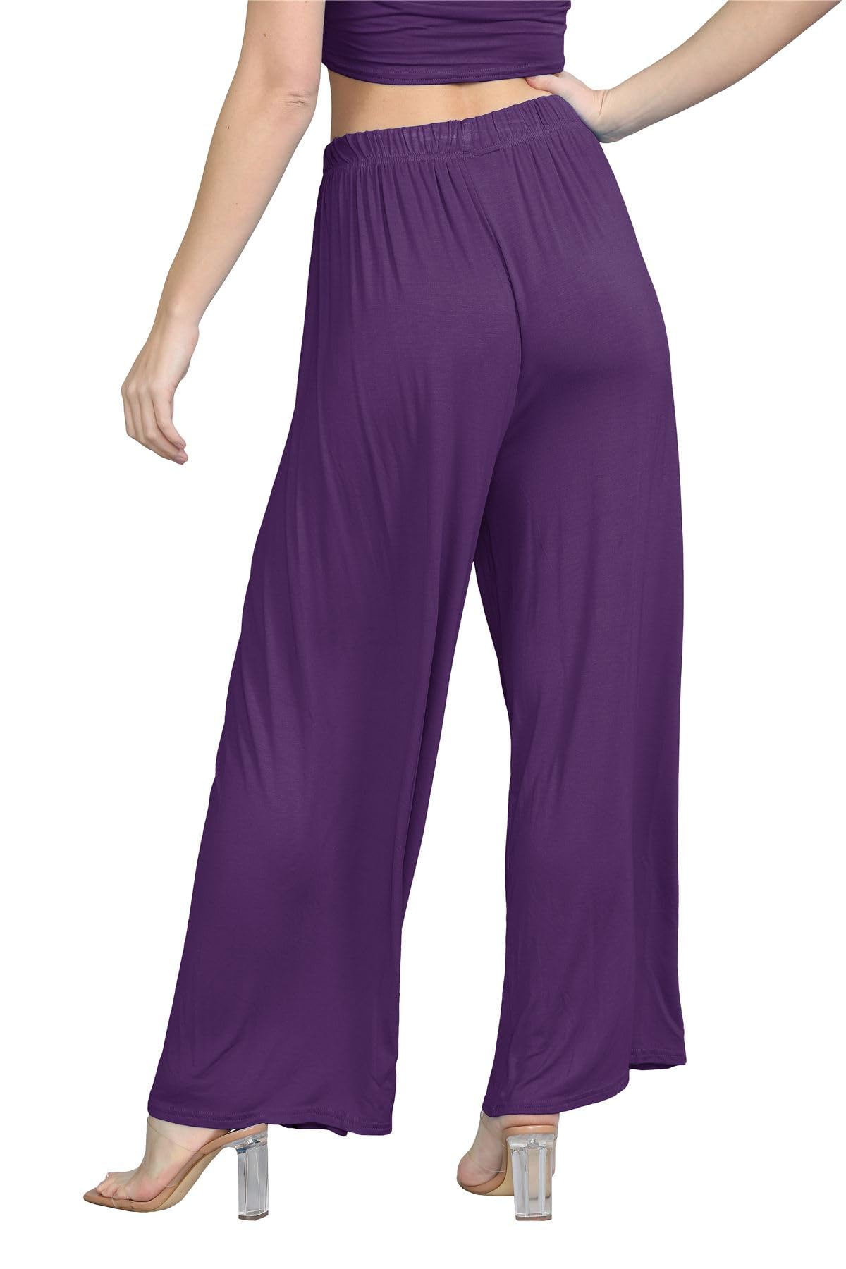 Janisramone® Women's Plain Wide Leg Palazzo Pants - High Waisted Flowy Trousers for Casual & Office Wear | Comfortable Stretch Fabric for All-Day Wear | Perfect for Work, Travel & Special Occasions