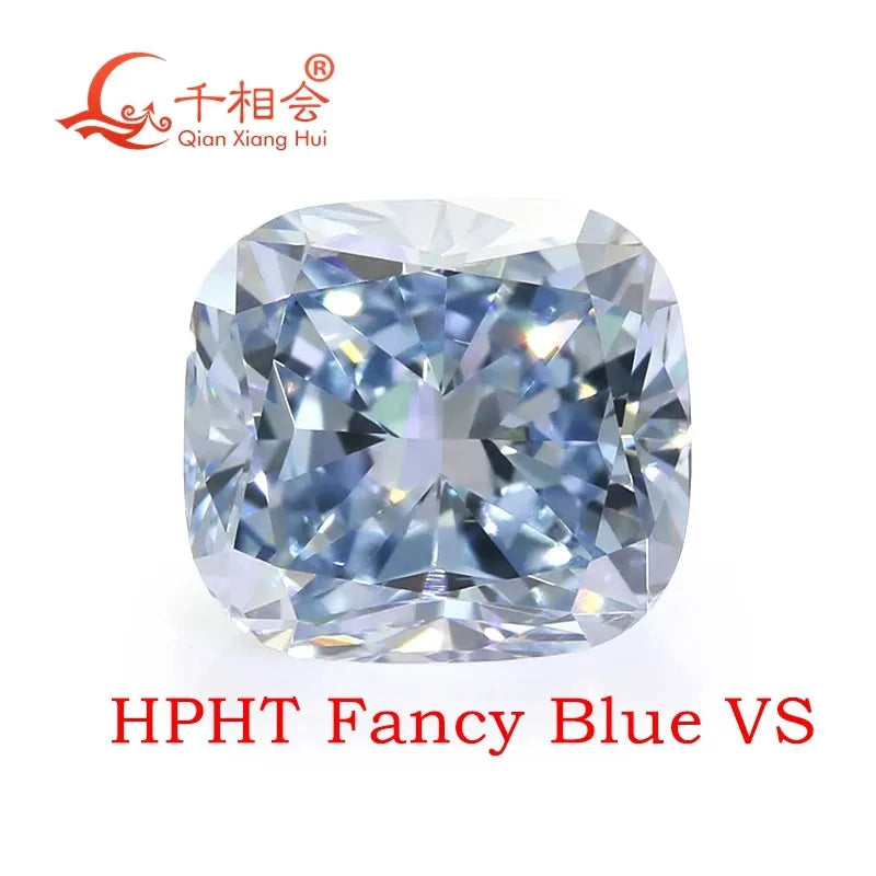 0.8ct Fancy Blue HPHT Lab Grown Diamond - Cushion Cut, VS Clarity, GEMID Certified Loose Stone for Engagement Rings & Fine Jewelry