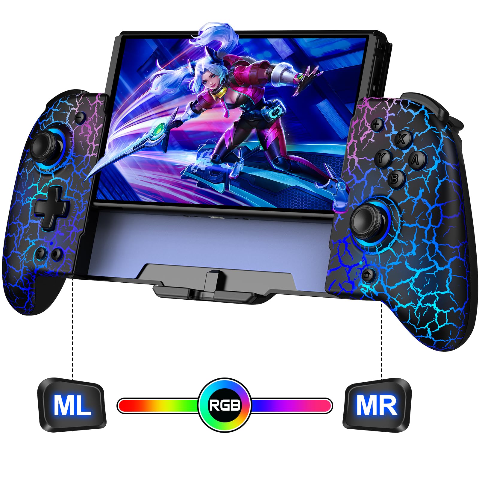 Wireless Pro Controller for Nintendo Switch & Switch OLED - Ergonomic Full-Size Gamepad with One-Piece Joypad Design | Perfect for Handheld Mode Gaming, Multiplayer Sessions & Long Play Comfort