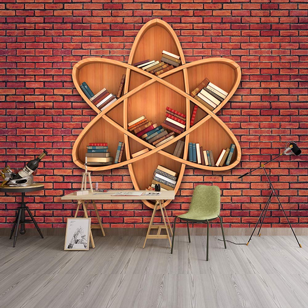 IDEA4WALL Modern Bookshelf Pattern Peel and Stick Wallpaper - Removable Self-Adhesive Wall Mural for Bedroom, Living Room, Nursery (66x96 inches) - Easy DIY Home Decor Upgrade for Bookshelves, Accent Walls & Creative Spaces