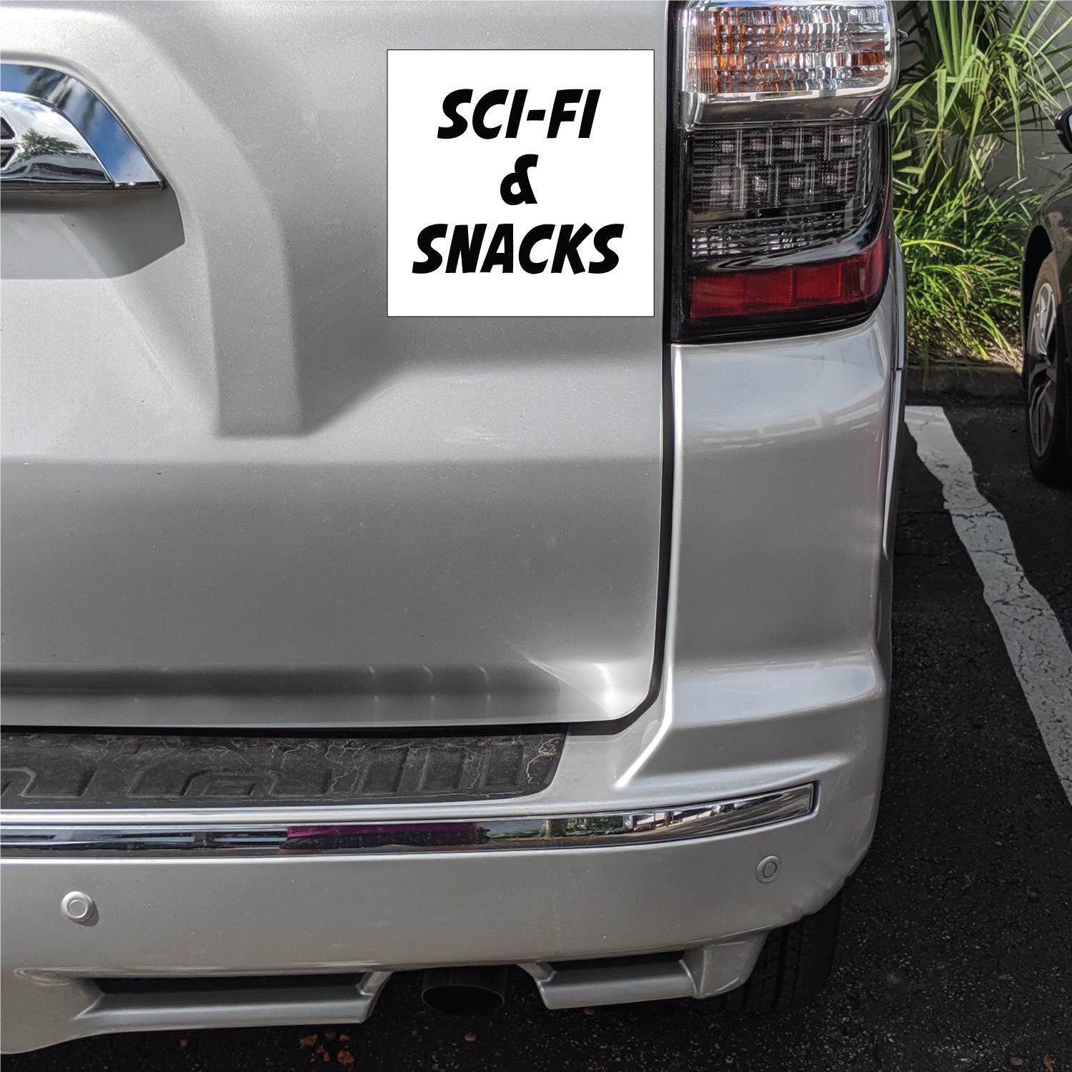 Custom Bumper Sticker 10x10 Inch - Personalized Decorative Vinyl Decal with White Background - Perfect for Sci-Fi Fans & Snack Lovers - Great for Cars, Laptops, Water Bottles & DIY Projects