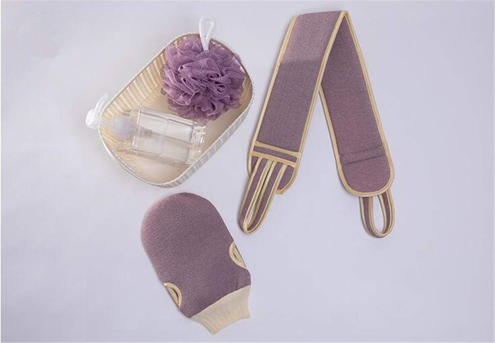 Exfoliating Back Scrubber & Shower Gloves Set - Dead Skin Remover for Men & Women | Bath & Shower Accessories for Smooth Skin (Purple) - Perfect for Spa Days & Deep Cleansing Routine