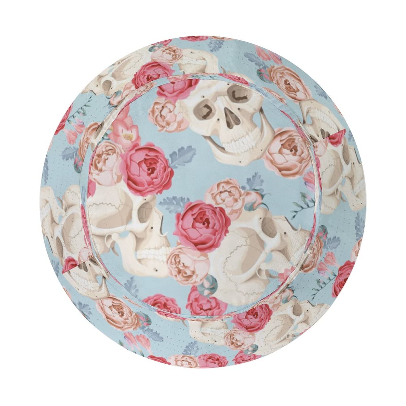 Stylish Unisex Skull Pink Floral Bucket Hat - UV Protection Summer Sun Hat for Women & Men, Packable Travel Beach Hat for Outdoor Activities, Fishing, and Vacation Essentials