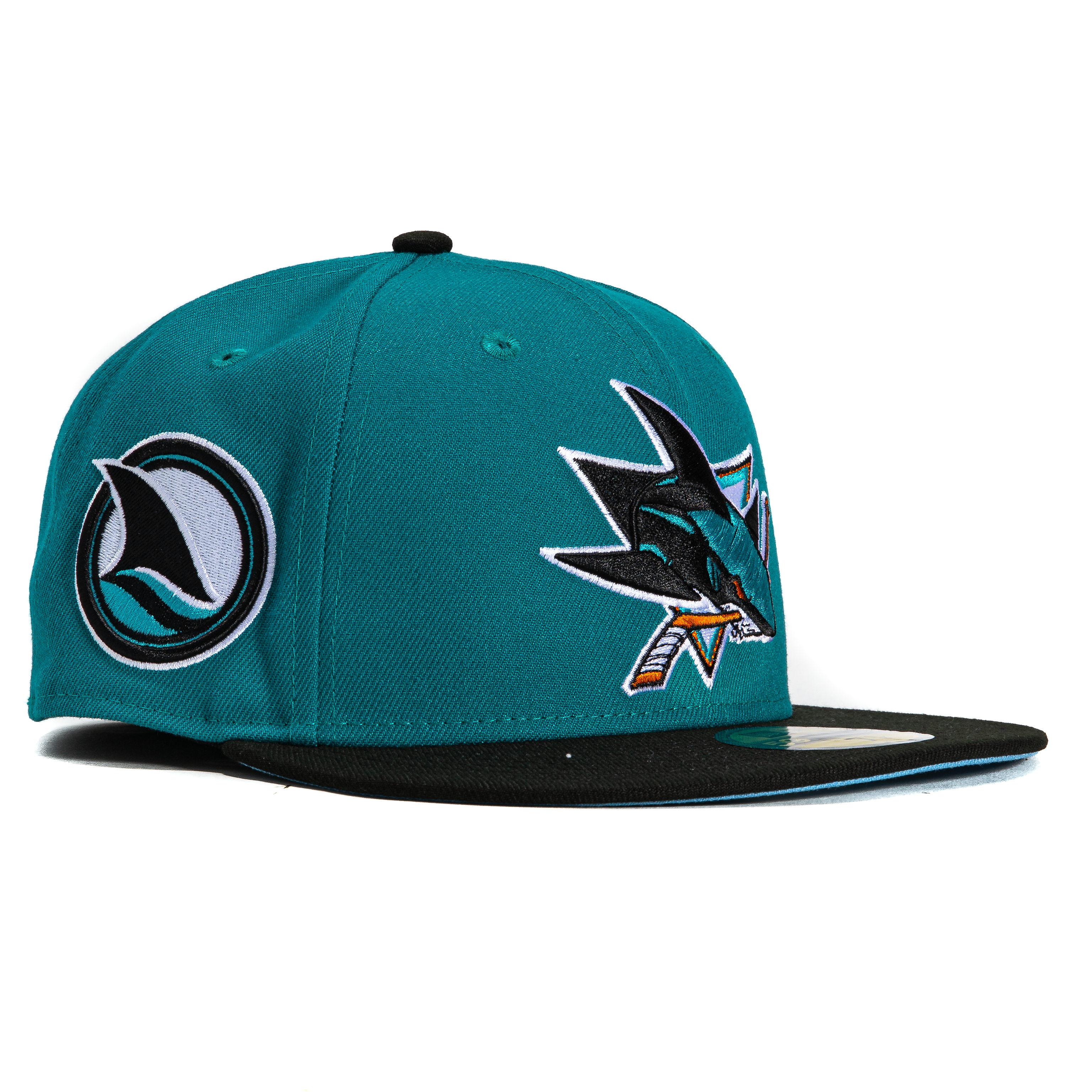 New Era 59Fifty San Jose Sharks Logo Patch Snapback Hat - Teal & Black NHL Hockey Cap for Men & Women - Perfect for Games, Fan Gear & Streetwear Fashion