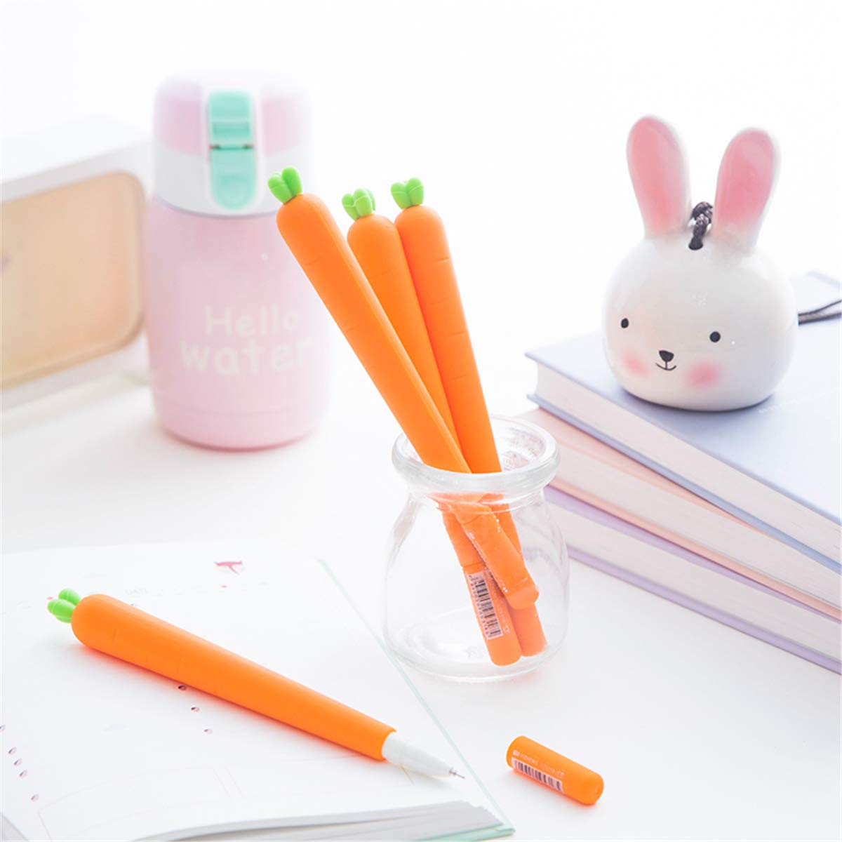 Cartoon Carrot-Shaped Gel Pens - 12-Pack Cute Creative Ballpoint Pens for Office, School & Art Supplies | Fun Writing Utensils for Kids, Journaling & Gift Giving