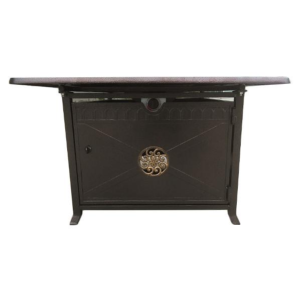 Rectangular Cast Aluminum Fire Pit with Elegant Scroll Design - Perfect for Outdoor Patio, Garden, and Backyard Gatherings