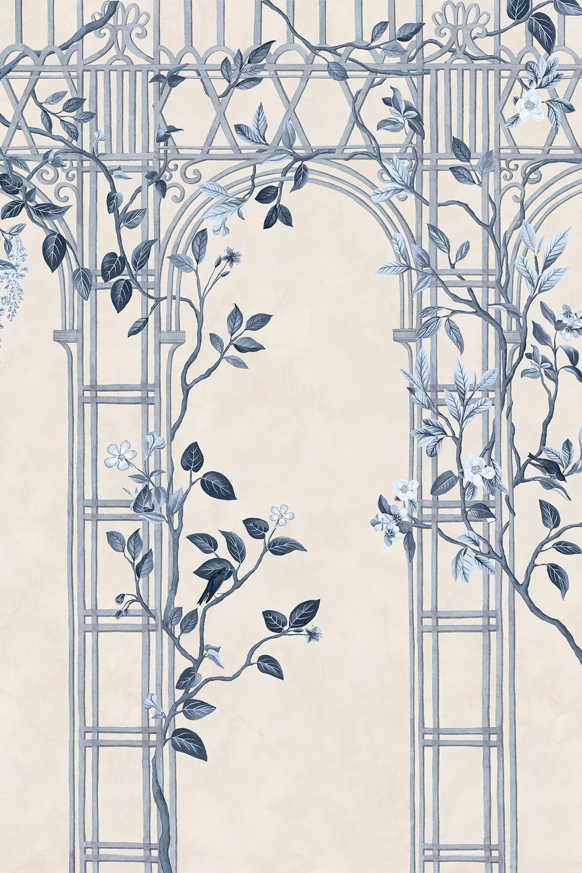 Chinoiserie Arches Blue Porcelain Vase - Elegant Home Decor for Living Room, Bedroom & Office | Perfect Gift for Housewarming & Wedding