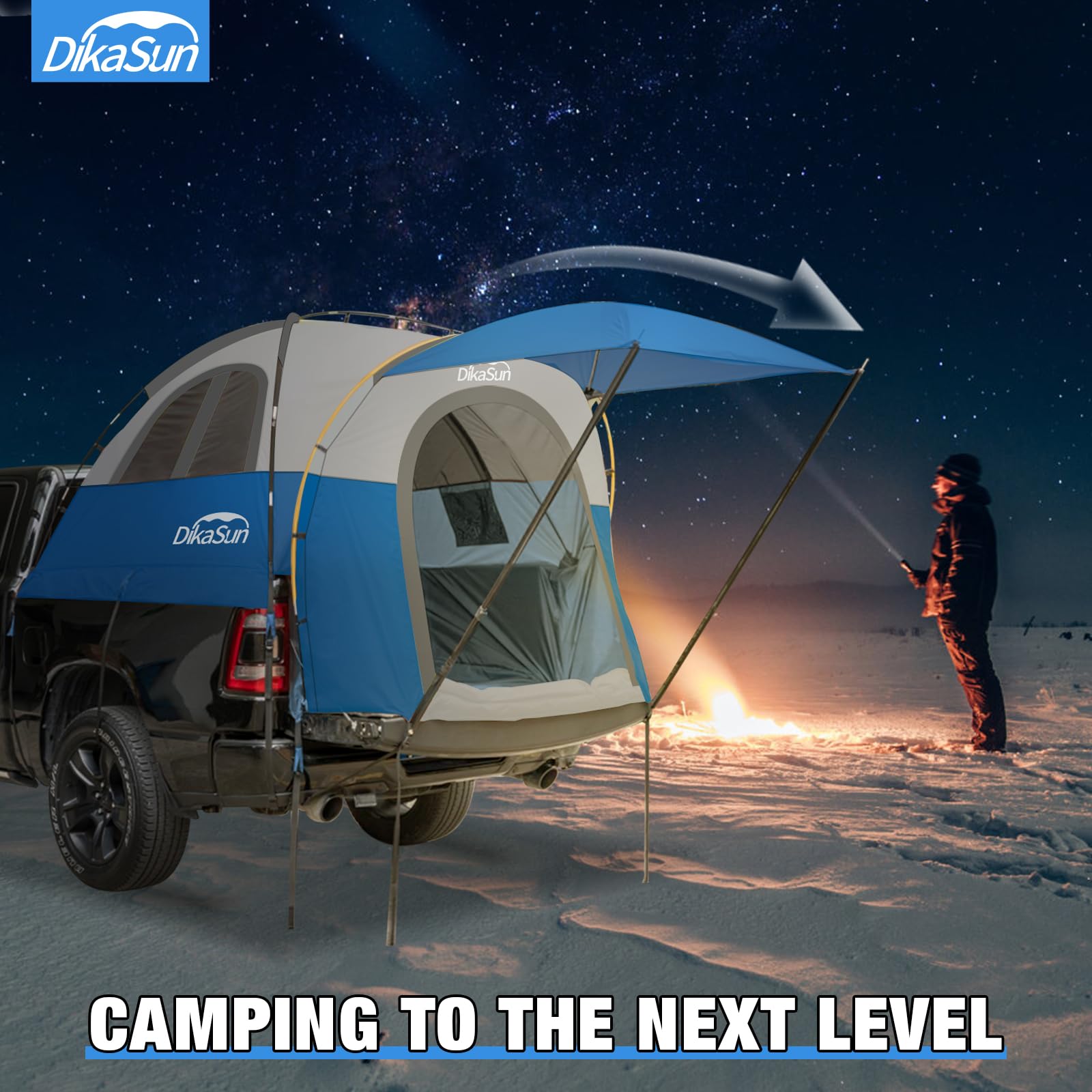 **Waterproof Double Layer Truck Bed Tent for 5.5-5.8 Ft Pickups – PU3000mm Tear-Resistant, 2-Person Camping & Outdoor Shelter with Awning – Perfect for Road Trips, Overlanding & Backyard Adventures**