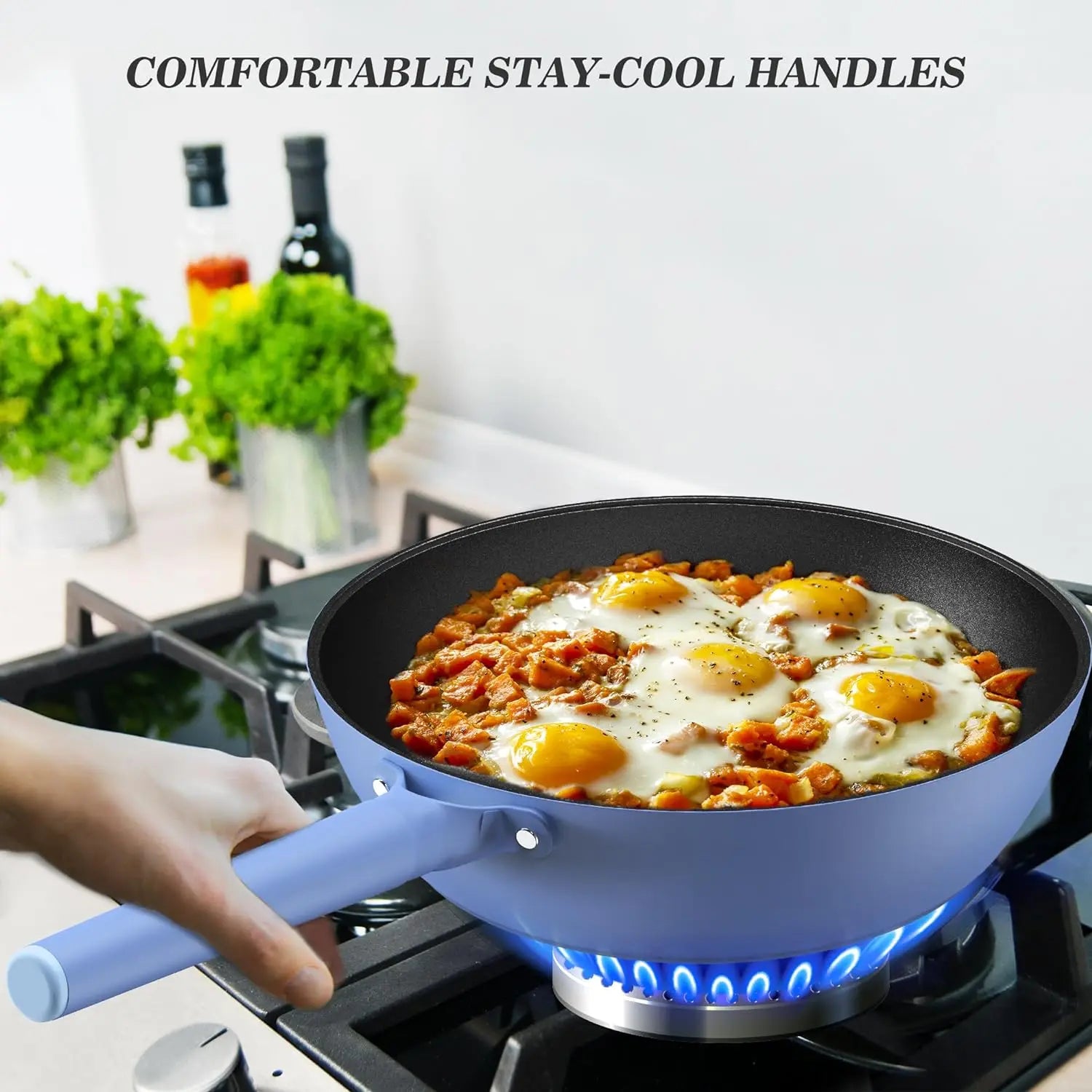 Non-Stick Deep Frying Pan with Comfortable Handle - 10 Inch Skillet for Healthy Cooking, Perfect for Frying, Sautéing & Stir-Frying at Home Kitchen