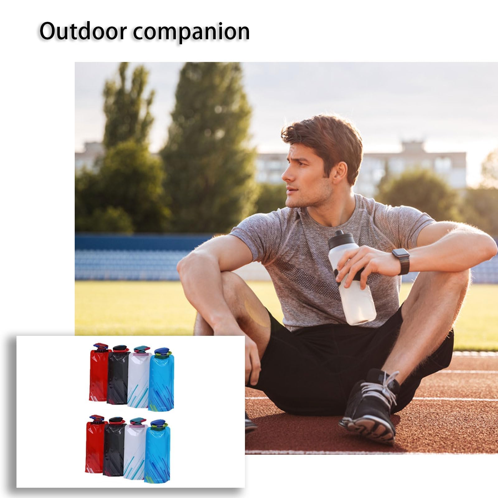 DRYIC 8 Pack Collapsible Water Bottles 700ML - BPA Free Reusable Water Bottle for Sports, Gym, Hiking & Travel - Lightweight Leakproof Portable Water Container for Workouts, Camping & Outdoor Activities