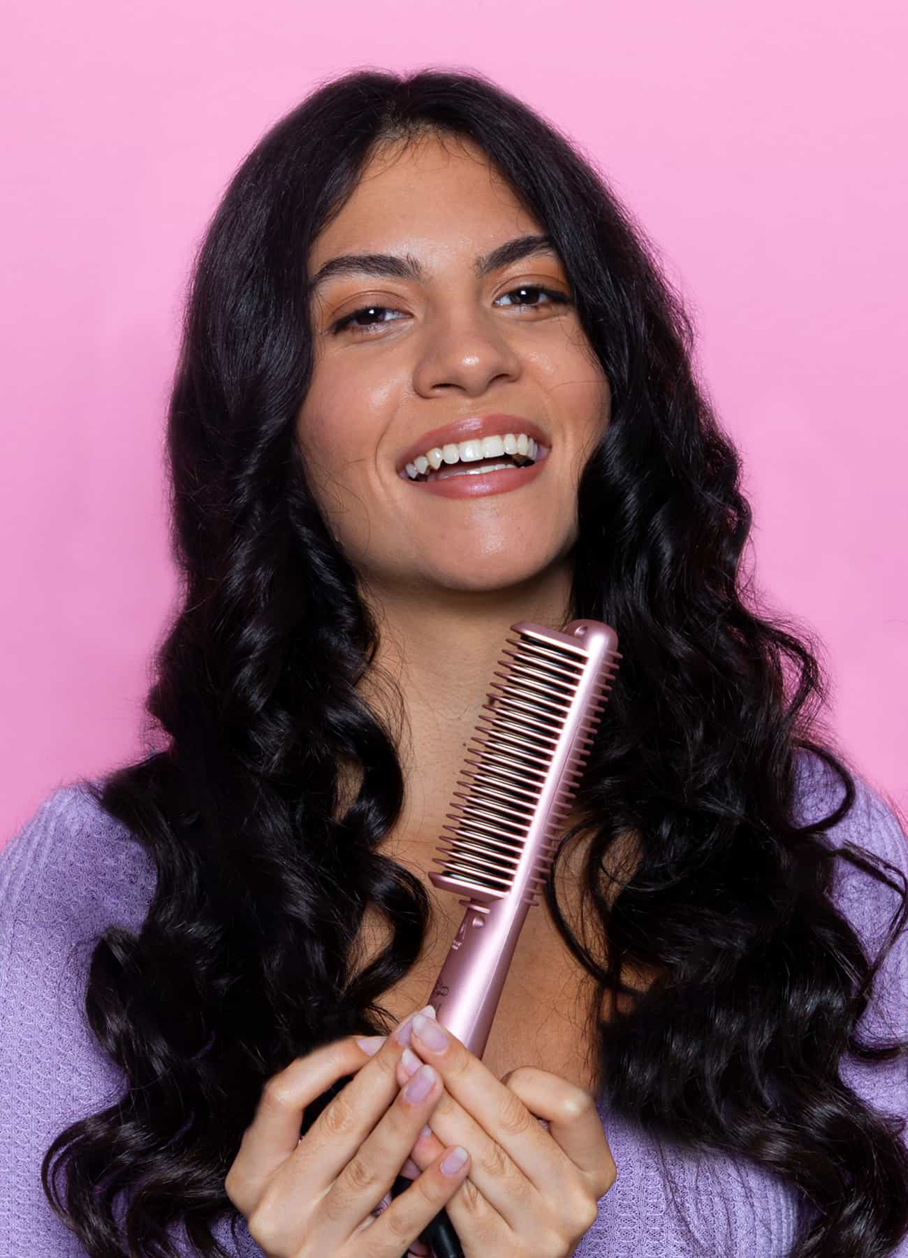 Mini Serenity Straightening Brush - 2-in-1 Hair Straightener & Detangler for Smooth, Frizz-Free Hair | Perfect for Home, Travel & Salon Use