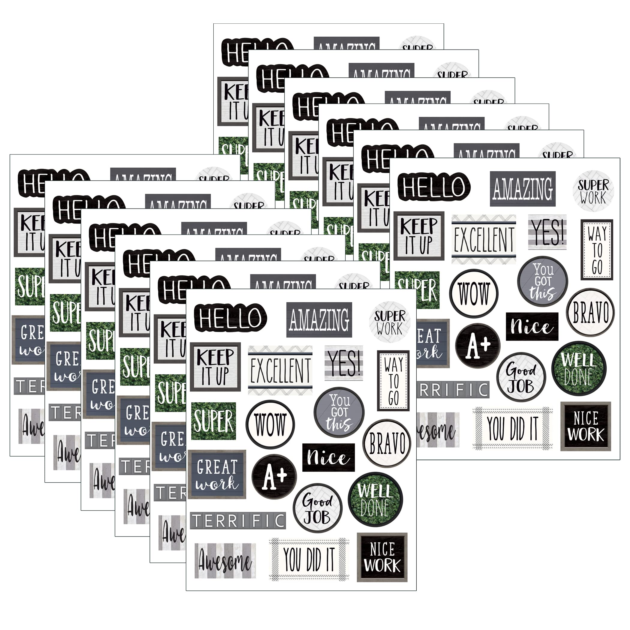 Teacher Created Resources Modern Farmhouse Stickers - 120 Stickers per Pack, 12 Packs Total - Perfect for Classroom Decor, Scrapbooking & Teacher Supplies