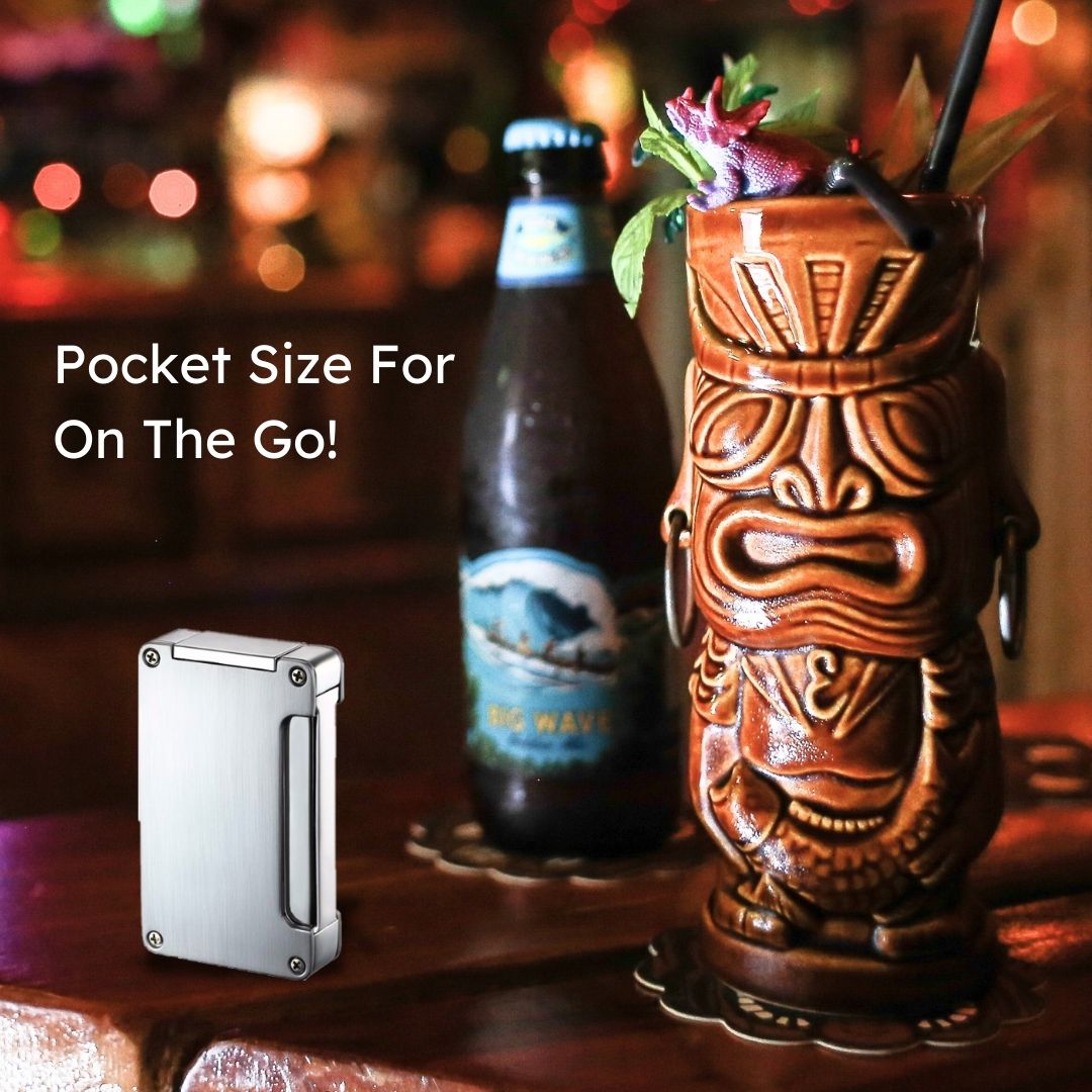 Visol Zidane Brushed Silver Torch Flame Lighter - Windproof Refillable Butane Lighter for Outdoor Camping, Hiking & BBQ