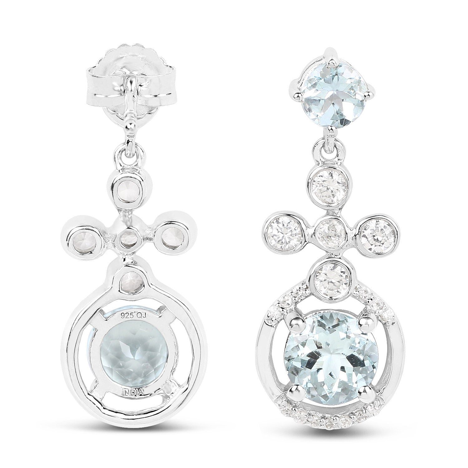 Aquamarine Dangle Earrings for Women - Sterling Silver 925 Drop Earrings - Elegant Birthstone Jewelry Gift for Mom, Wife, Daughter - Perfect for Weddings, Parties & Special Occasions