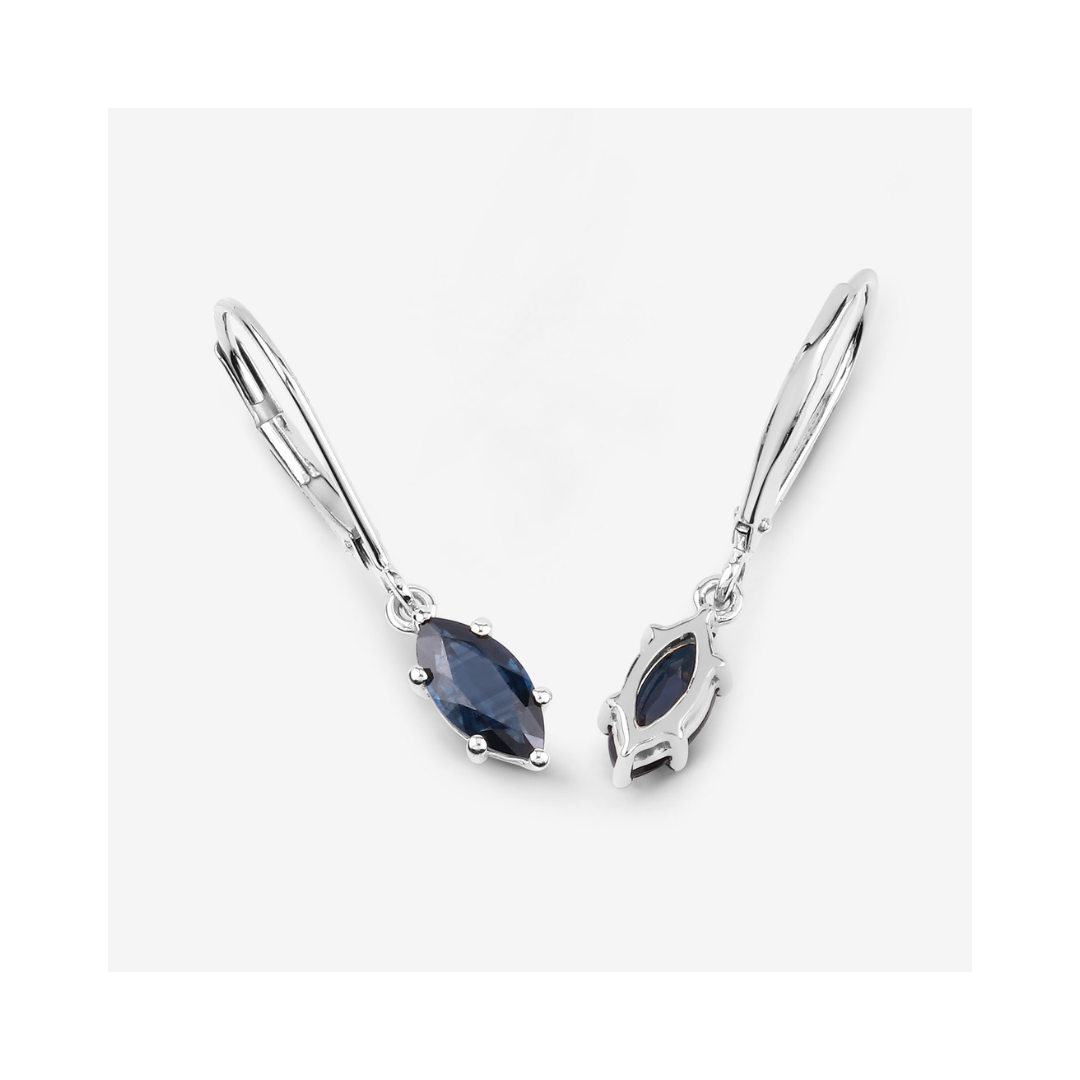 10K Gold Genuine Blue Sapphire Dangle Earrings for Women - Elegant Drop Earrings for Weddings, Parties & Special Occasions
