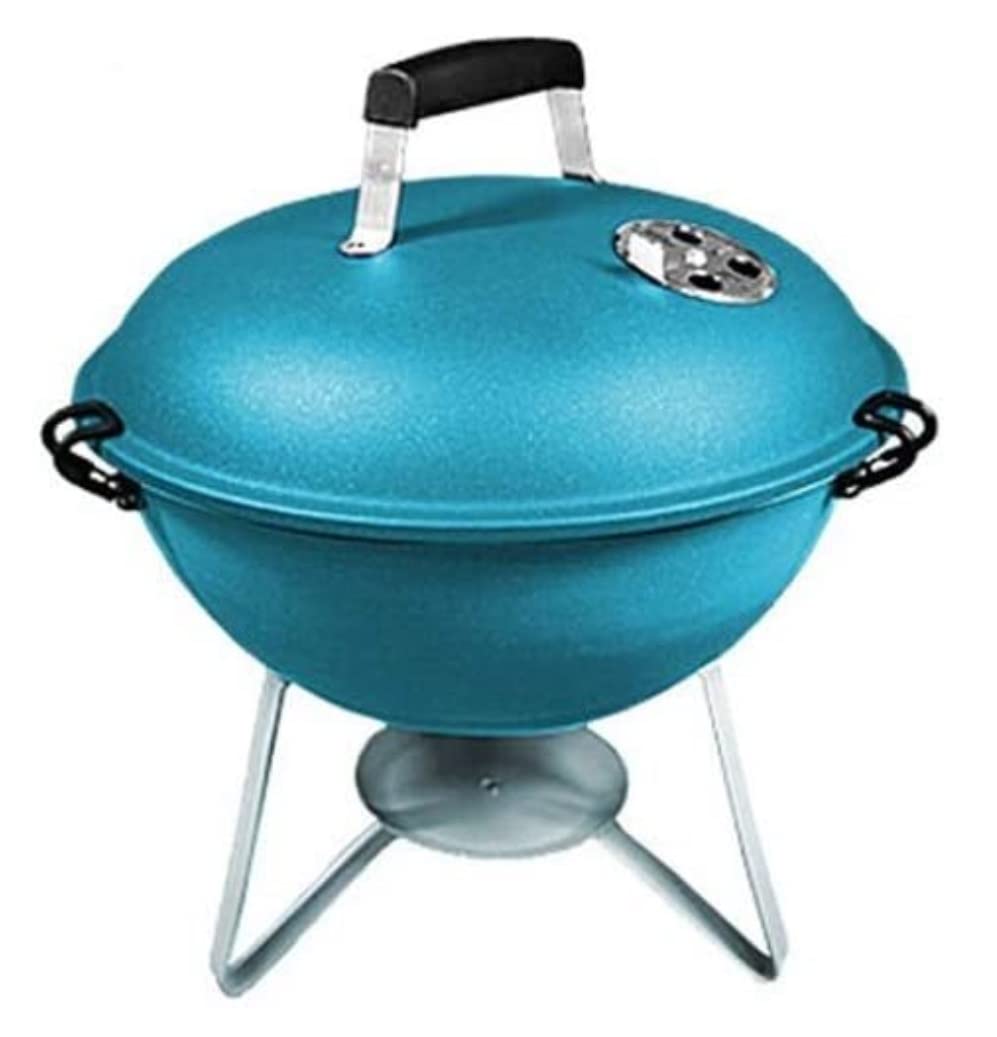 Portable Charcoal Grill for Outdoor BBQ - Stainless Steel Small Round Grill Stove for Backyard, Camping & Travel | Lightweight & Durable | Perfect for Picnics, Tailgating & Beach Parties (Blue)