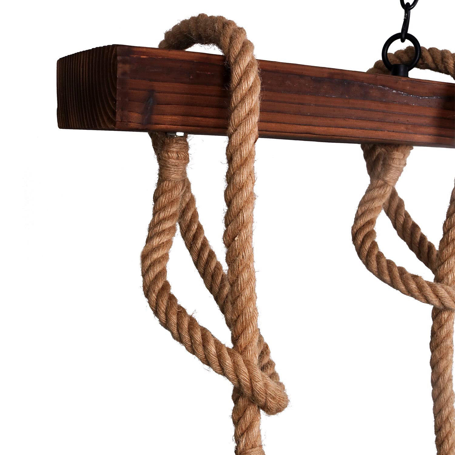 Farmhouse Pendant Lights for Kitchen Island - Rustic Dining Room Ceiling Fixture with 5 E26 Bulb Sockets - Black Metal & Wood Beam Chandelier - Perfect for Farmhouse, Industrial & Modern Kitchens