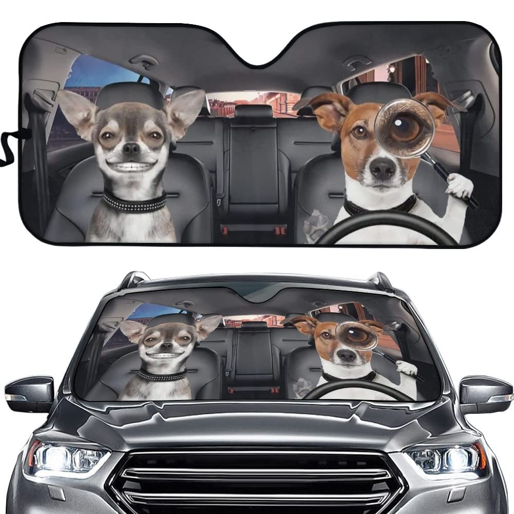 TOADDMOS Chihuahua Puppy Car Windshield Sunshade - UV Protection Sun Visor & Front Window Shade for Cars - Keep Vehicle Cool & Protect Interior - Perfect for Summer Driving, Road Trips & Parking