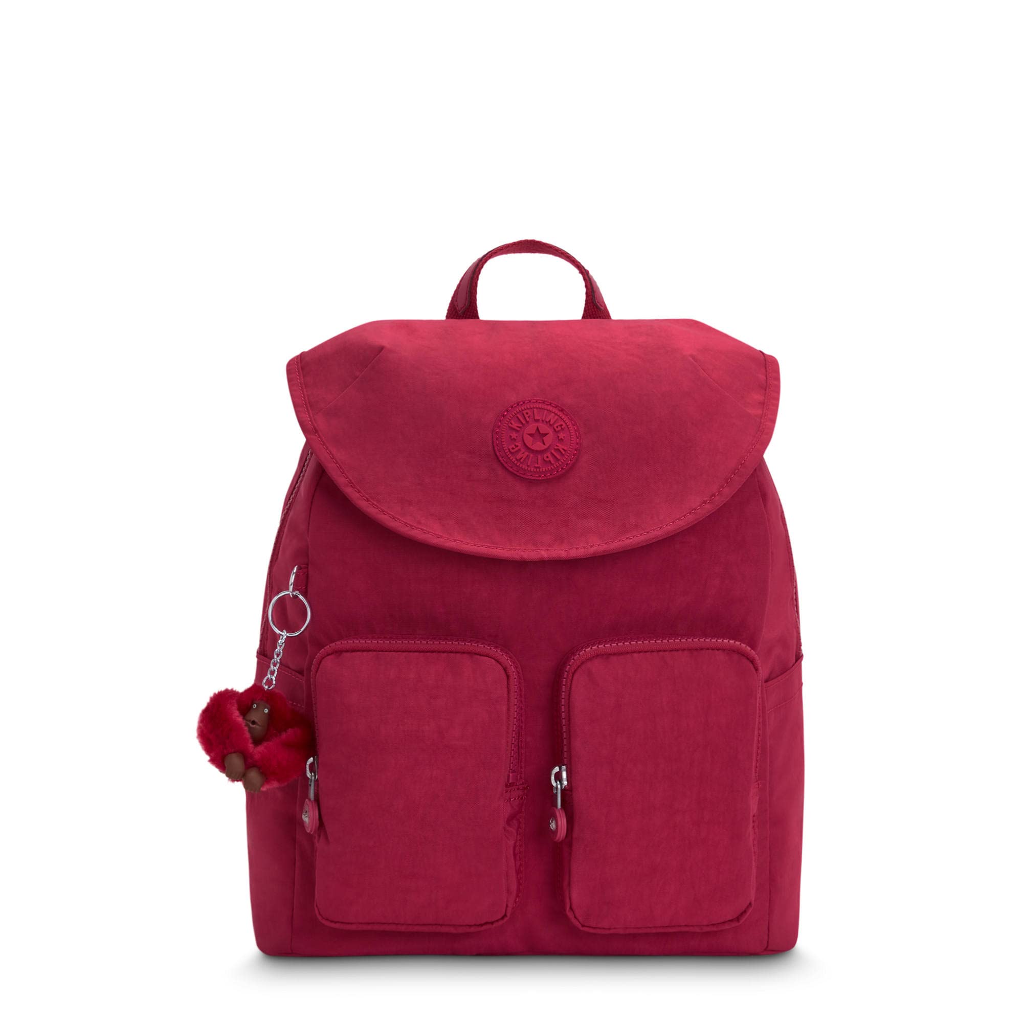 Kipling Fiona Medium Backpack for Women - Lightweight Laptop Backpack with USB Charging Port, Raspberry Dream Color - Perfect for Work, Travel & School