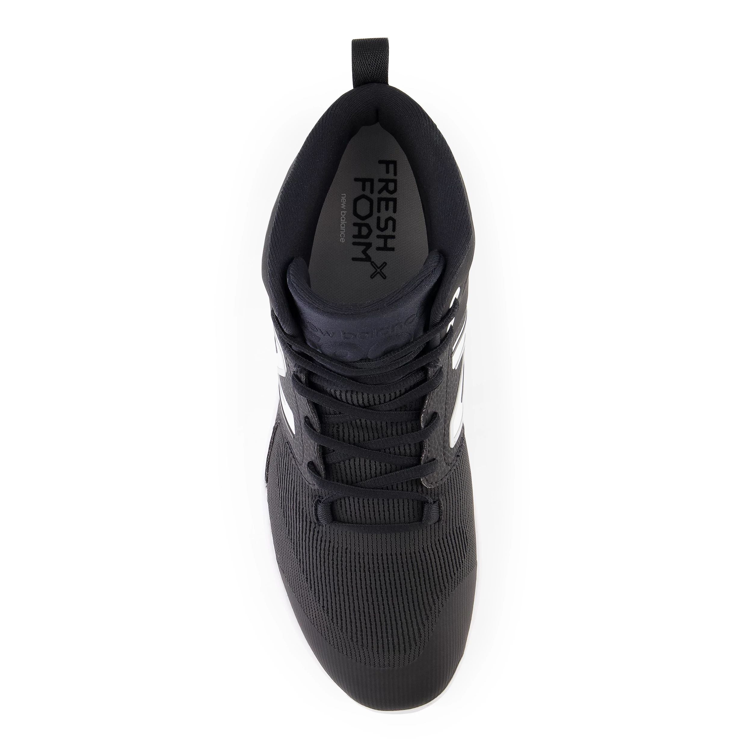 New Balance Fresh Foam 3000v6 Men's Baseball Cleats - Black/White Mid Metal Spikes for Traction - Lightweight Comfort for Training & Games on Grass & Turf Fields