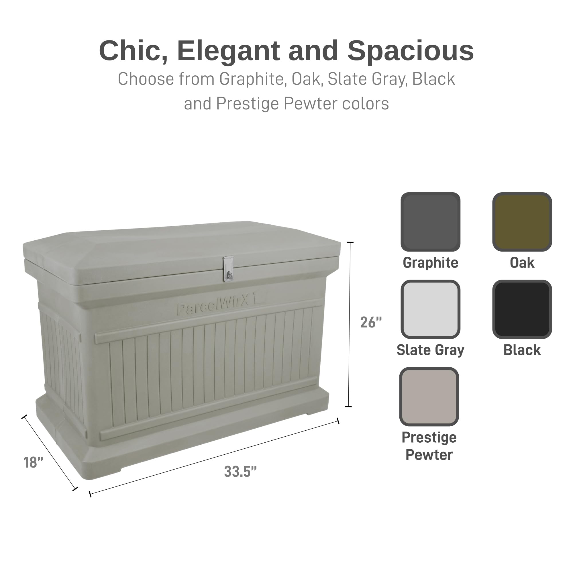 Premium Horizontal Storage Cabinet & Package Delivery Drop Box with Hinged Lid - Prestige Pewter Finish | Secure Mail & Parcel Storage for Home, Office & Business Use
